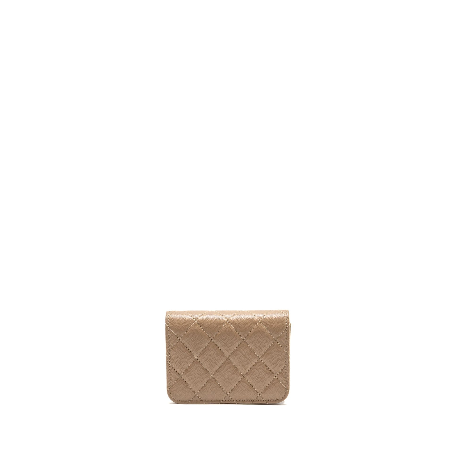 Chanel flap caviar dark LGHW microchip Beige Clutch Bag