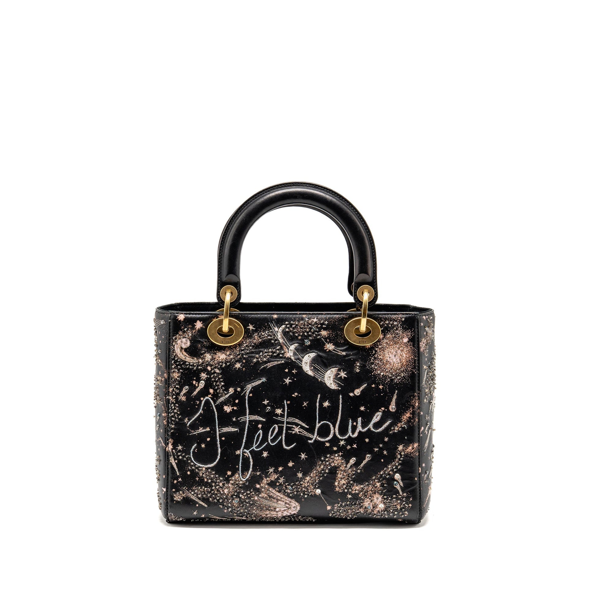 Dior Lady I Feel Limited Edition Embellished Lambskin Blue Medium Travel Bag