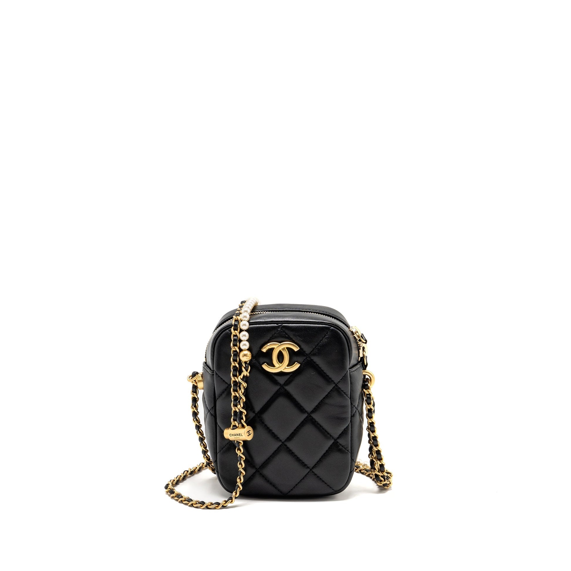 Chanel 22C My Perfect Camera Lambskin GHW Black Mini Bag Ghw Microchip