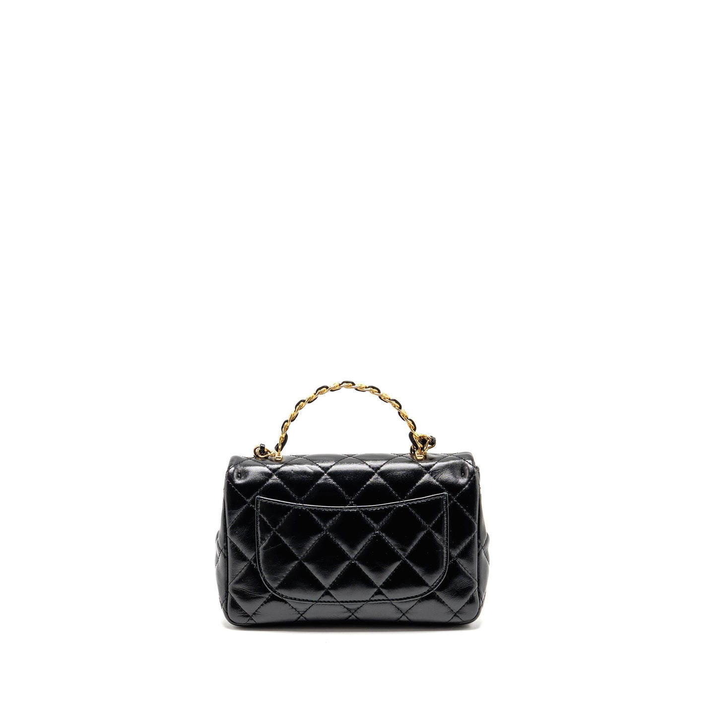 Chanel top handle flap shiny lambskin GHW Black Shoulder Bag