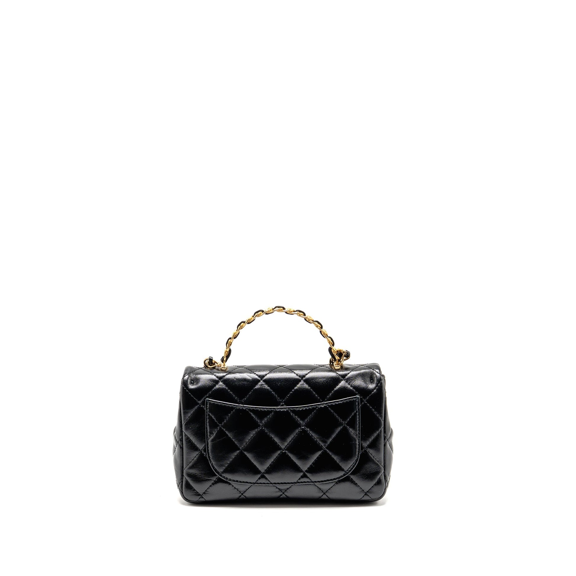 Chanel top handle flap shiny lambskin GHW Black Shoulder Bag