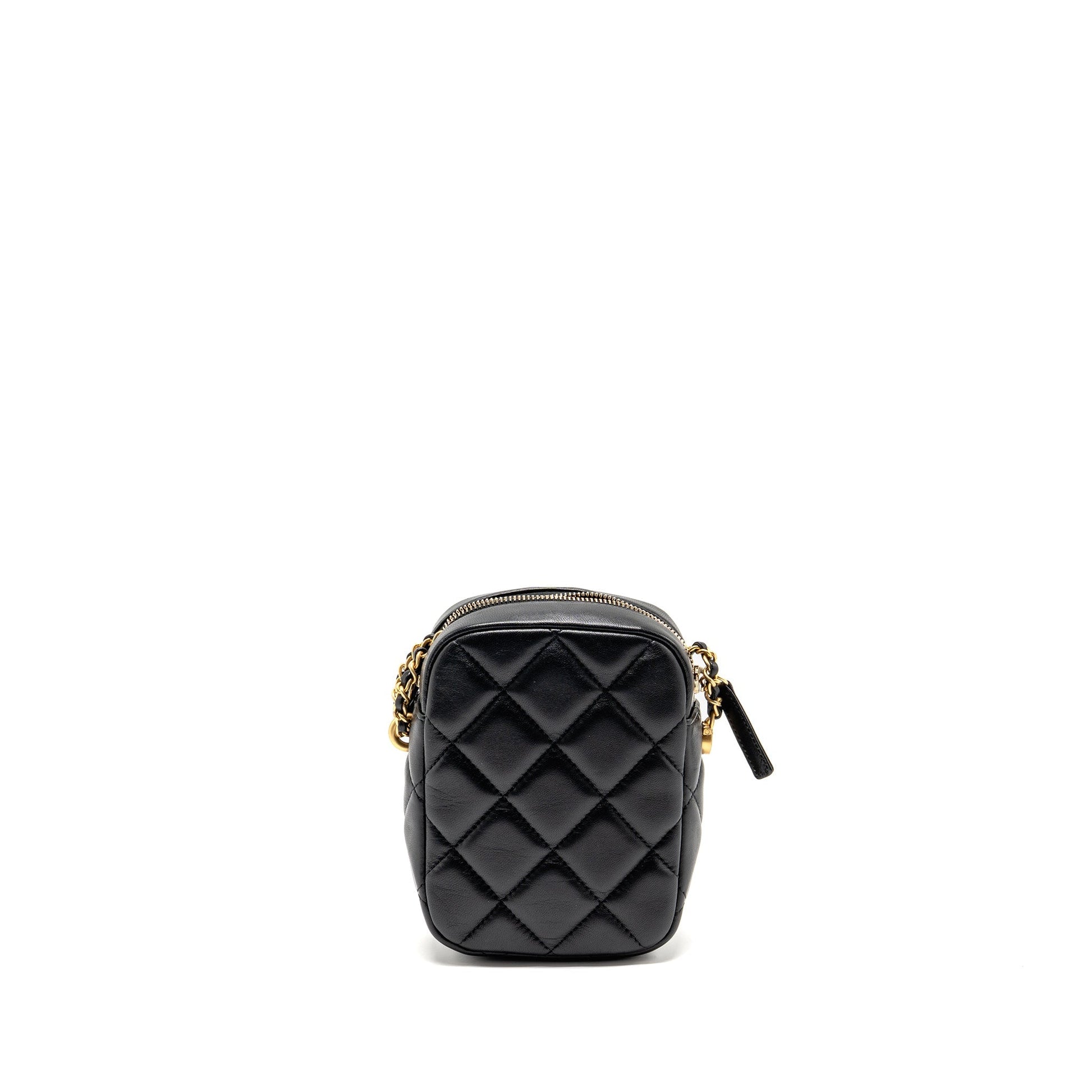 Chanel 22C My Perfect Camera Lambskin GHW Black Mini Bag Ghw Microchip
