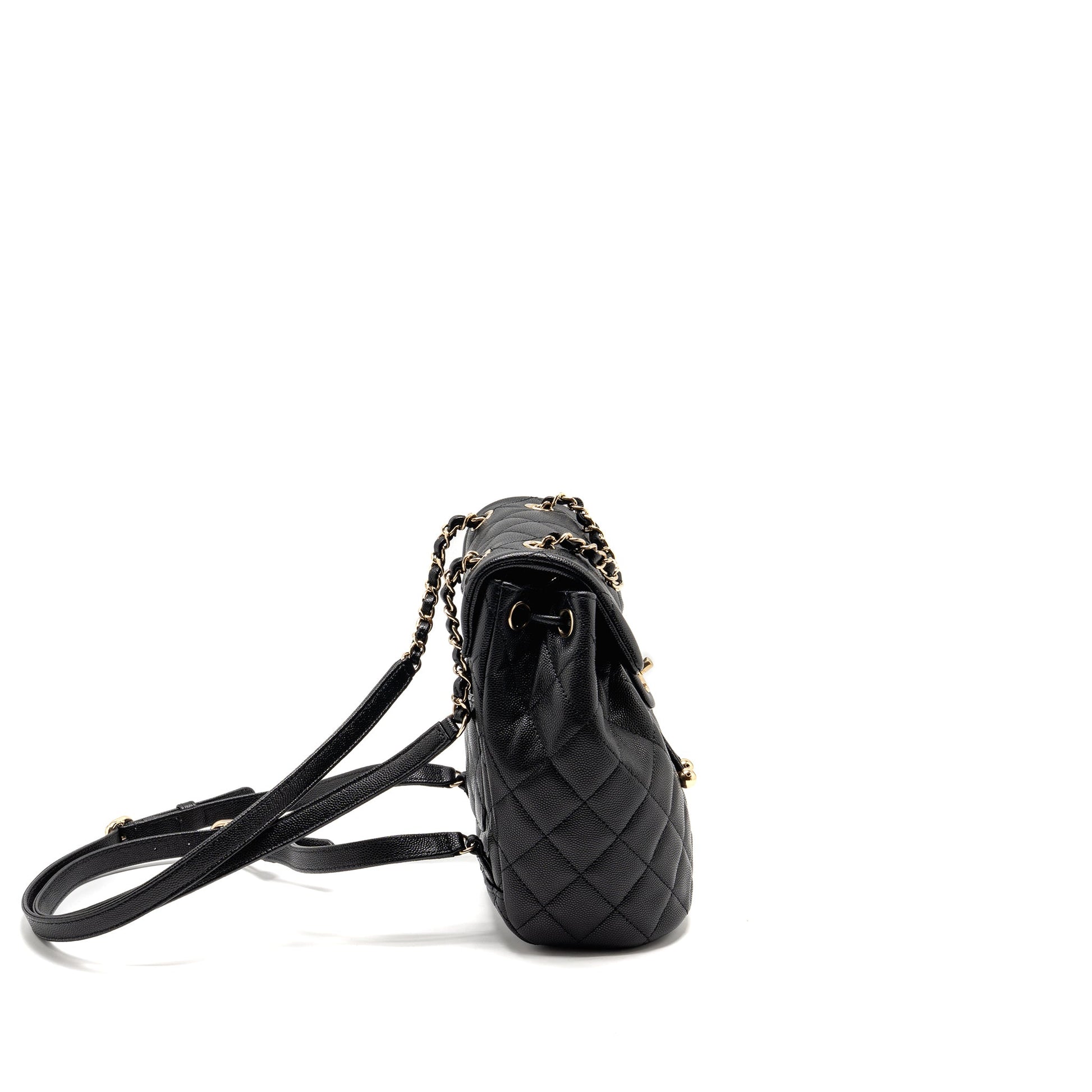 Chanel Quilted Backpack Caviar LGHW Microchip Black