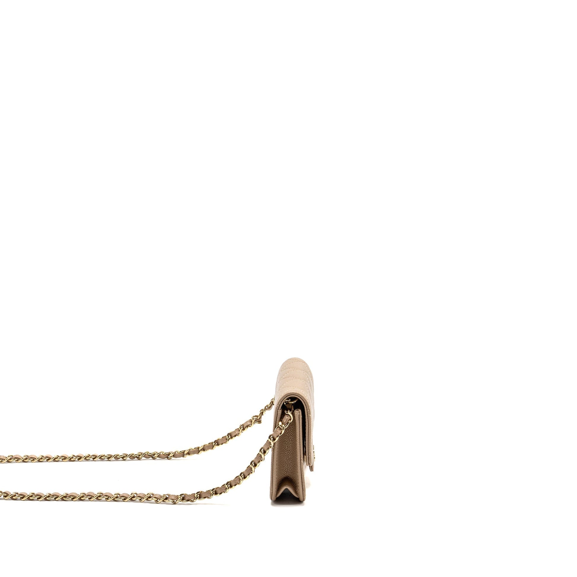 Chanel flap caviar dark LGHW microchip Beige Clutch Bag