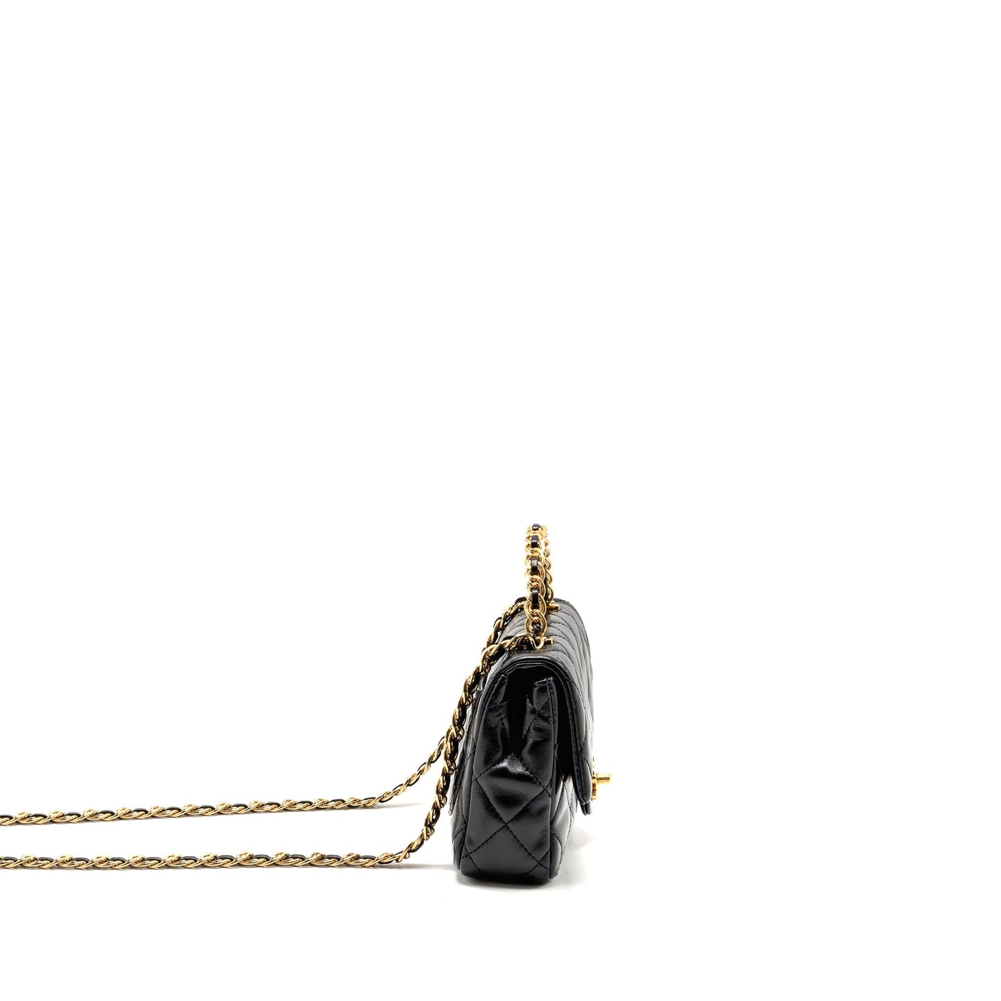 Chanel top handle flap shiny lambskin GHW Black Shoulder Bag