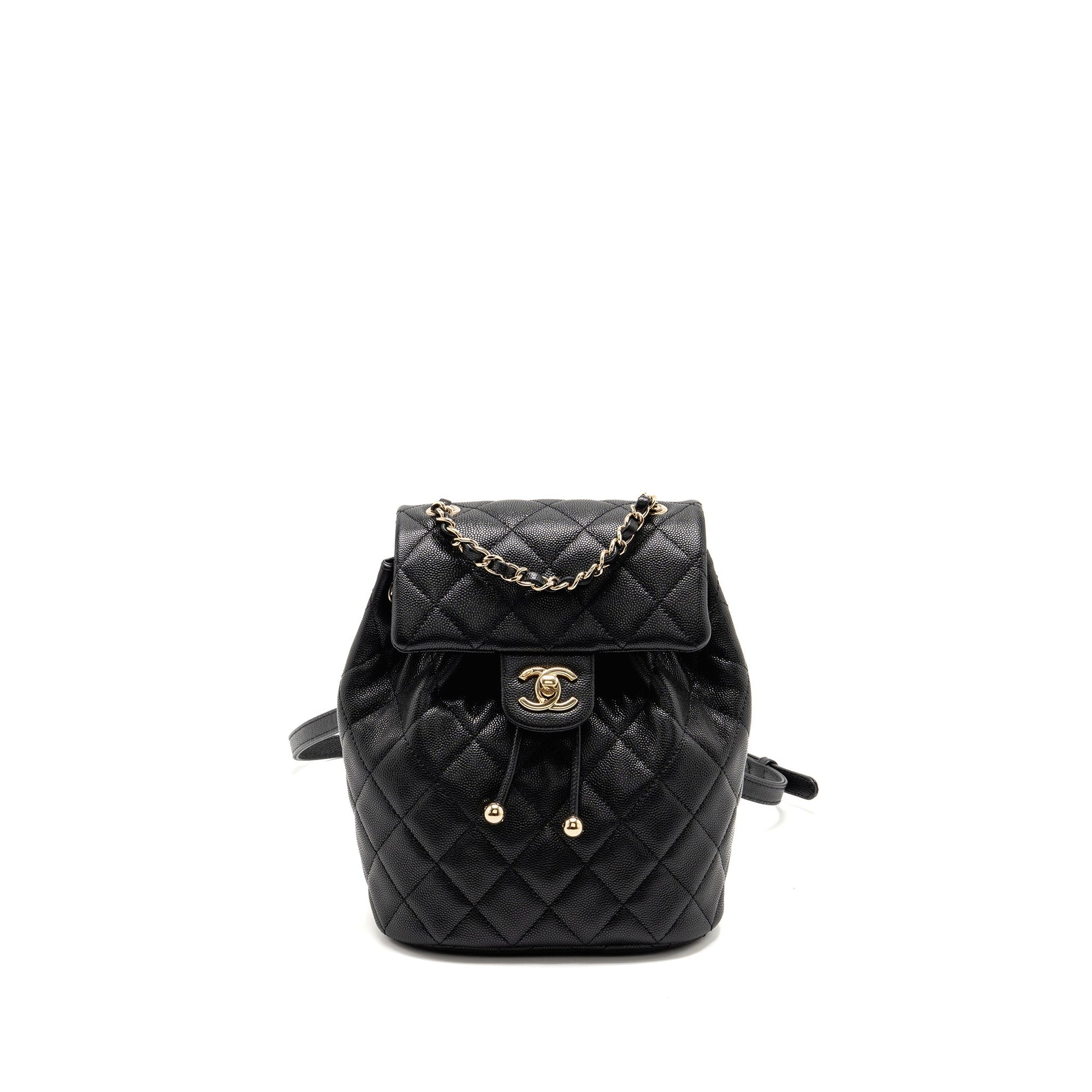 Chanel Quilted Backpack Caviar LGHW Microchip Black