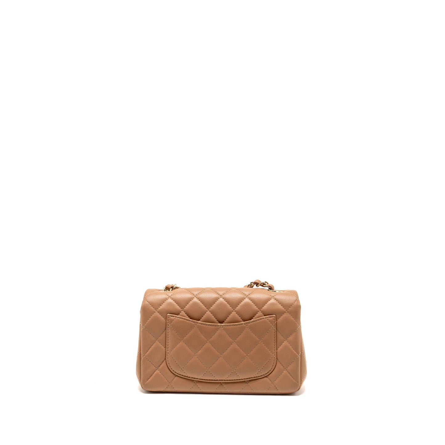 Chanel Rectangular Flap Lambskin Caramel LGHW Microchip Beige Shoulder Bag