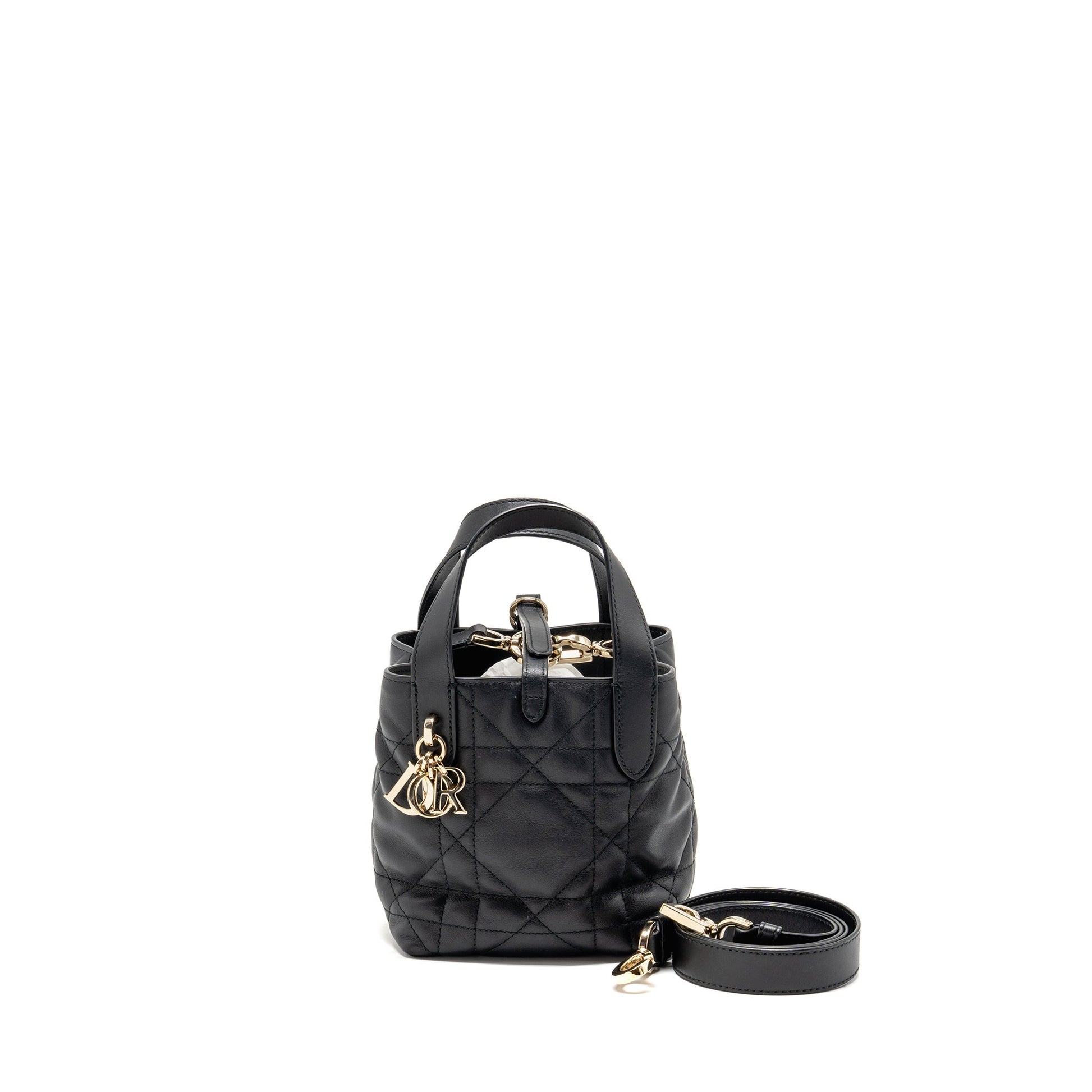 Dior Toujours Vertical Nano Tote Purse Calfskin Handbag Black Tote Bag