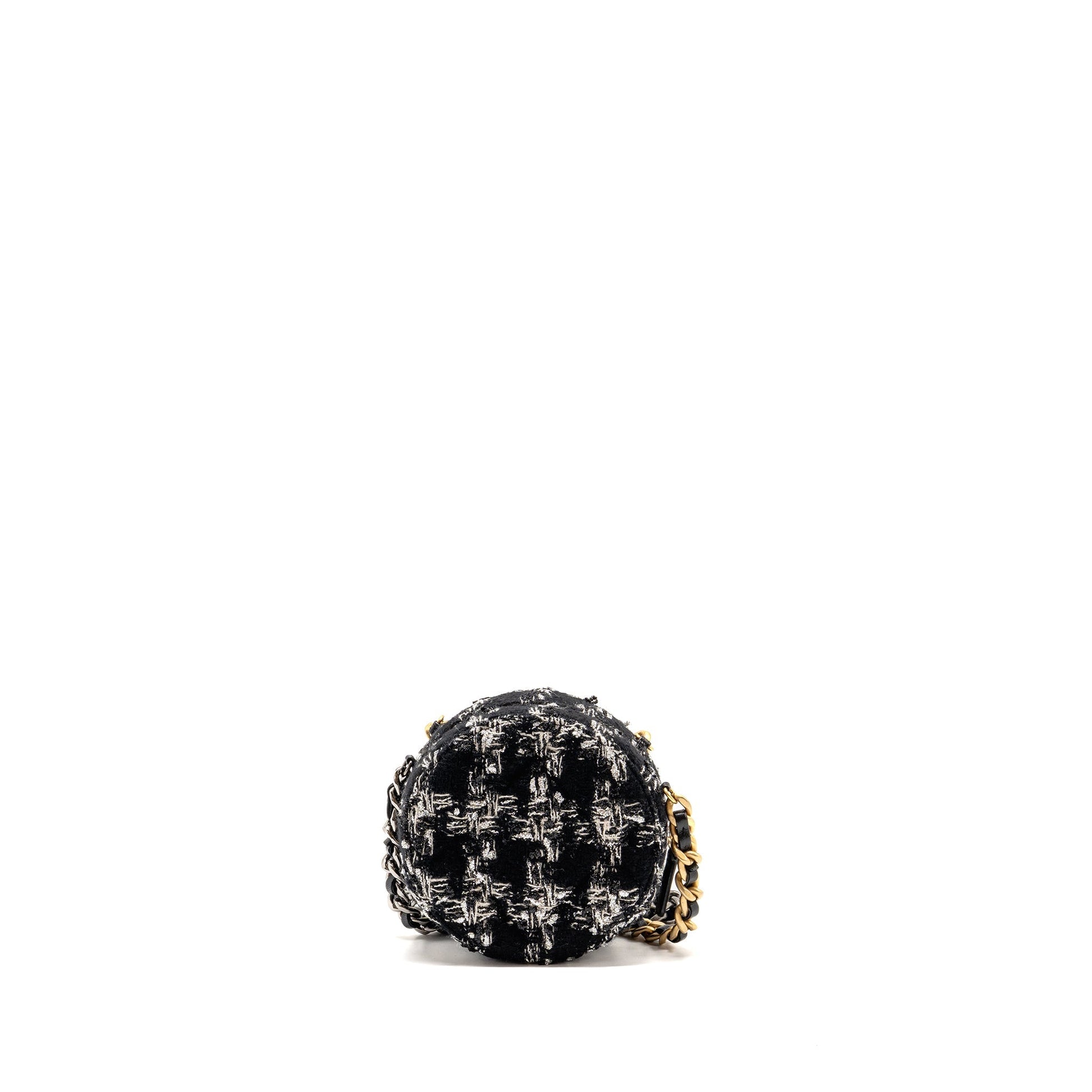 Chanel 19 round tweed GHW Multicolour Clutch Bag