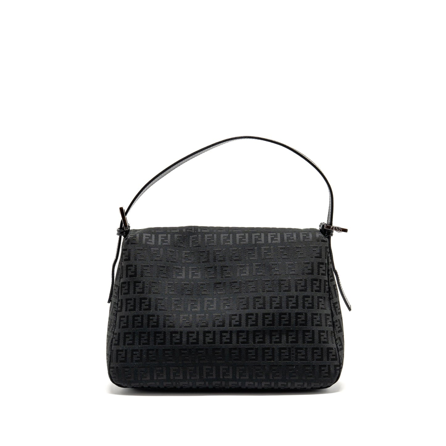 Fendi Zucca Mamma Baguette Purse Canvas Black Logo Shoulder Bag