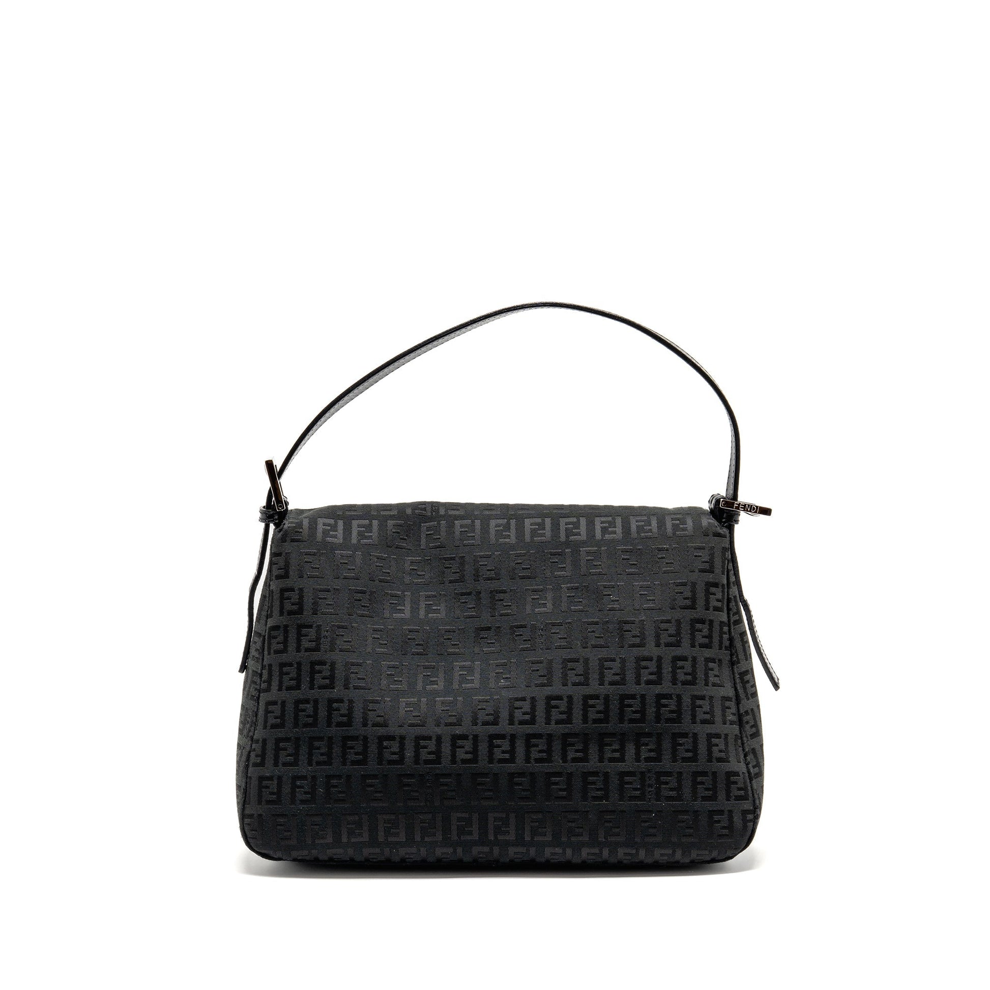 Fendi Zucca Mamma Baguette Purse Canvas Black Logo Shoulder Bag
