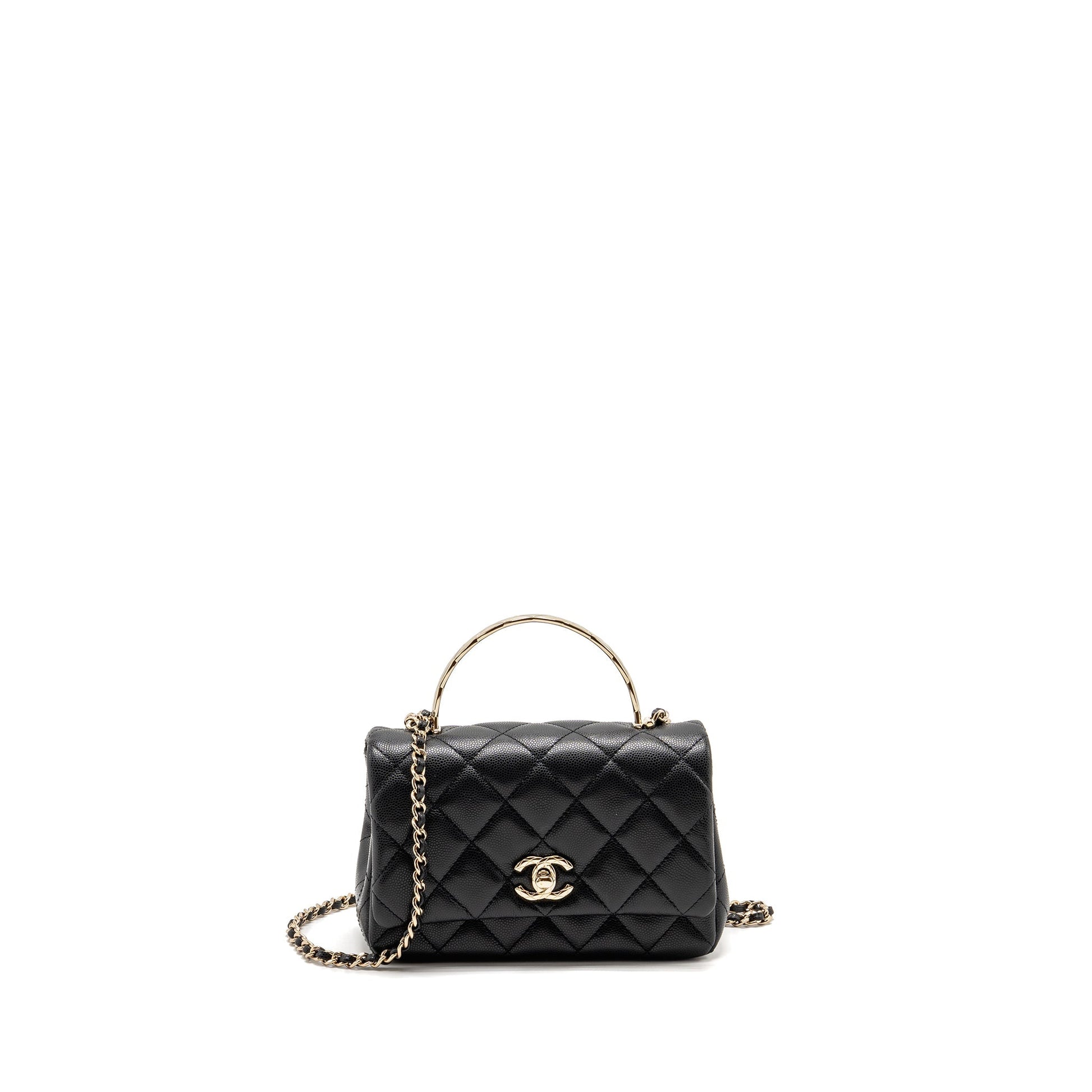 Chanel 25S Coco Crush Handle Caviar LGHW Black Mini Bag