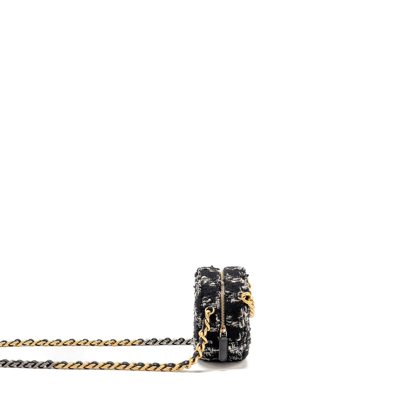 Chanel 19 round tweed GHW Multicolour Clutch Bag
