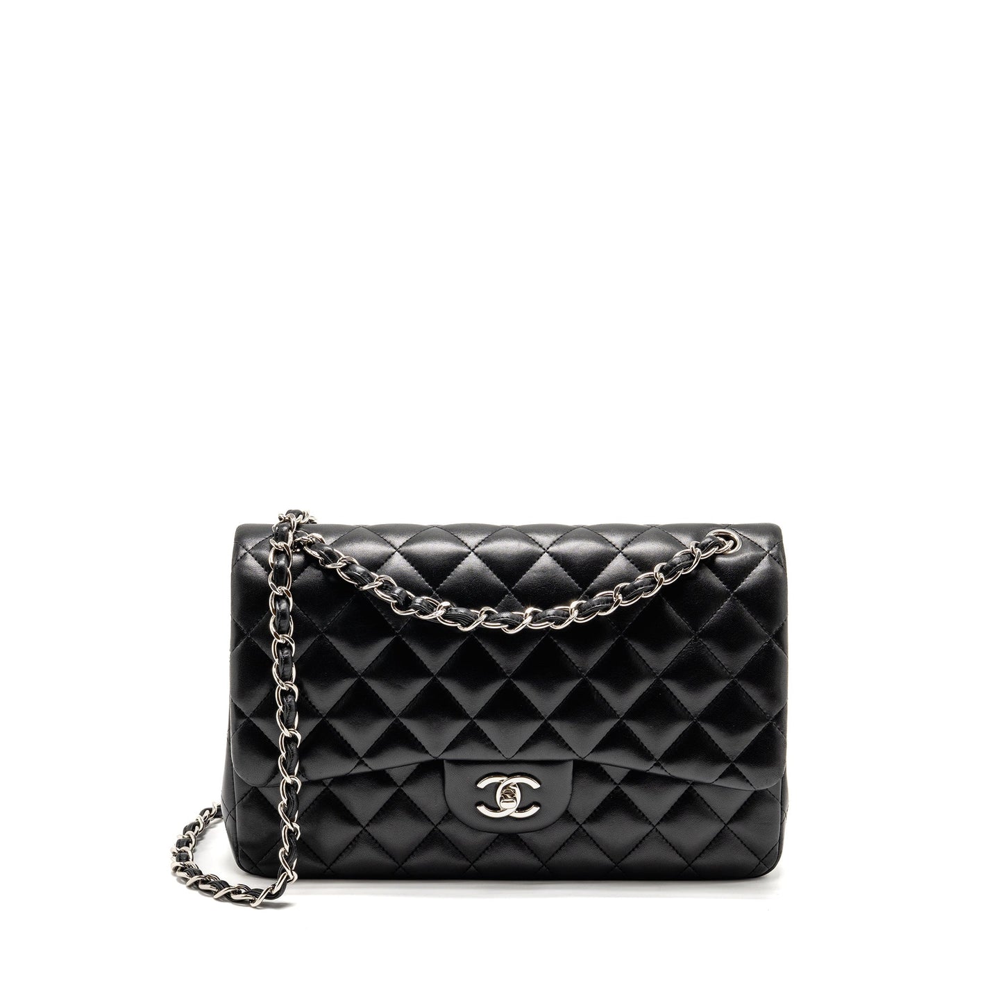 Chanel Jumbo Classic Double Flap Lambskin SHW Black Shoulder Bag