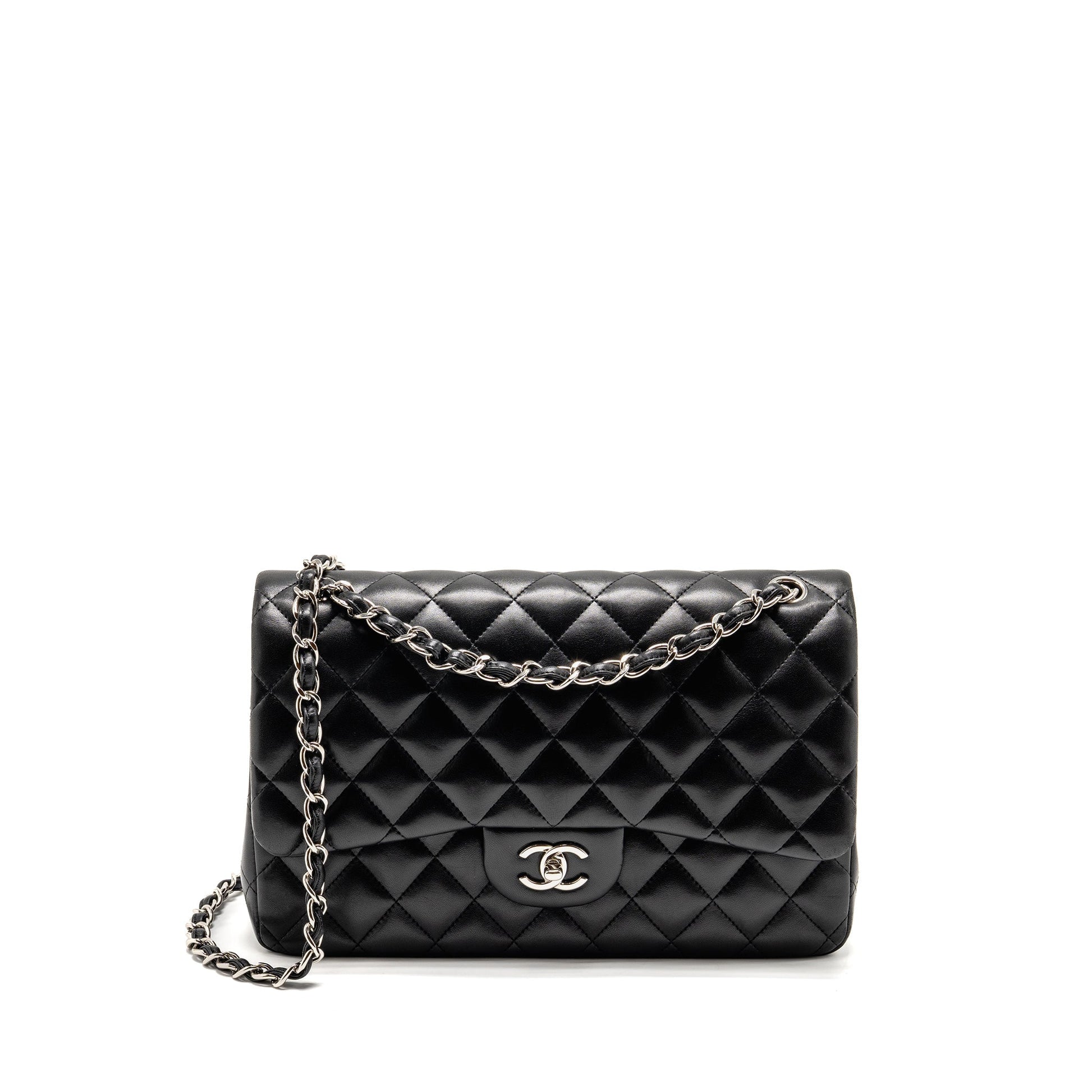 Chanel Jumbo Classic Double Flap Lambskin SHW Black Shoulder Bag