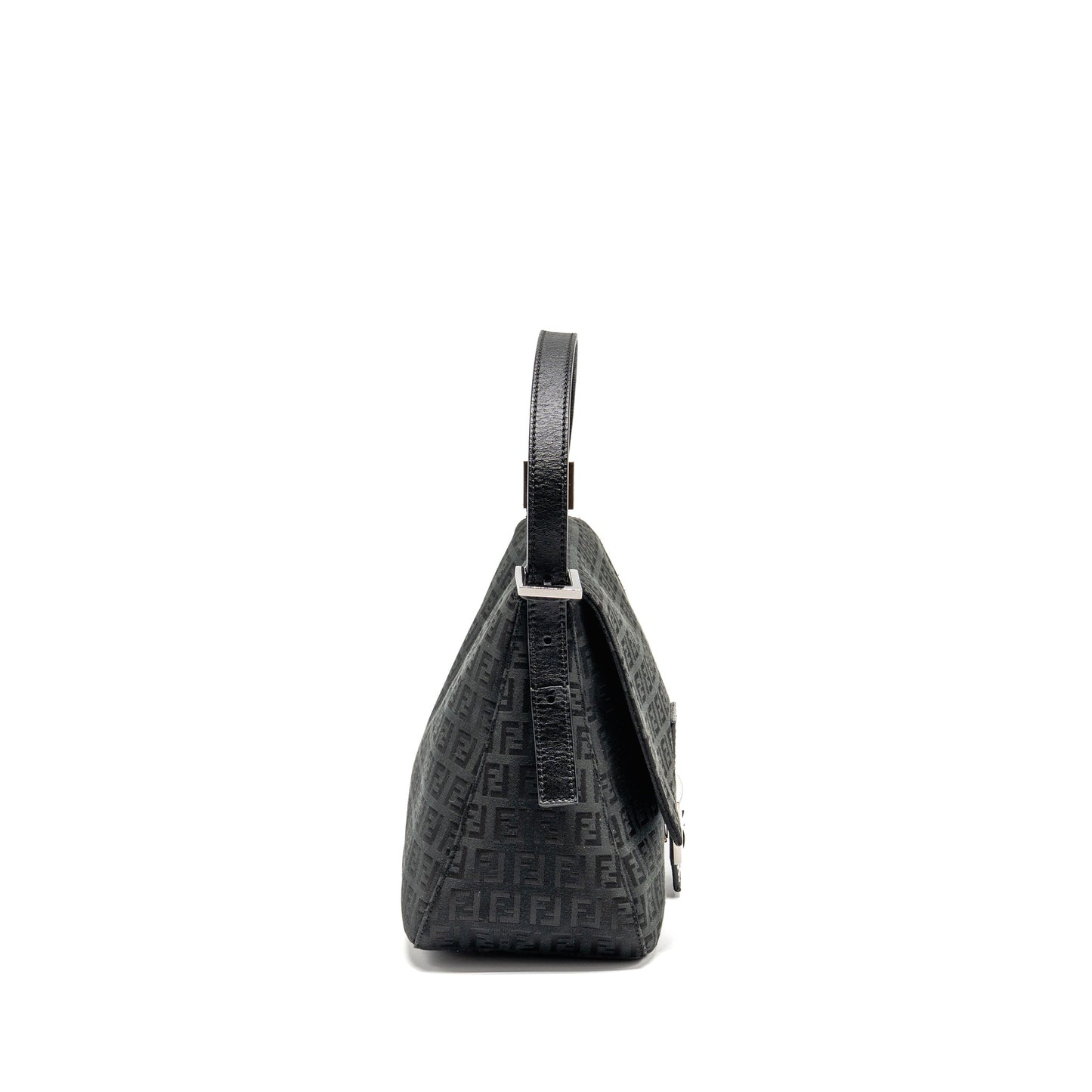 Fendi Zucca Mamma Baguette Purse Canvas Black Logo Shoulder Bag