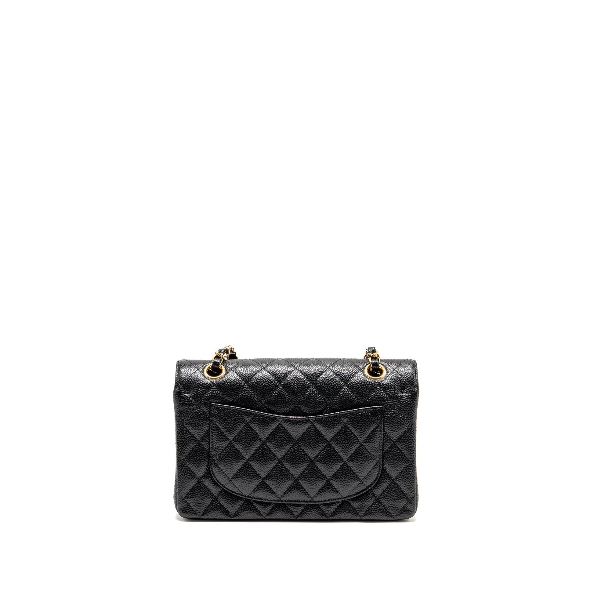 Chanel Classic Double Flap Caviar GHW Microchip Black Small Shoulder Bag Microchip 12