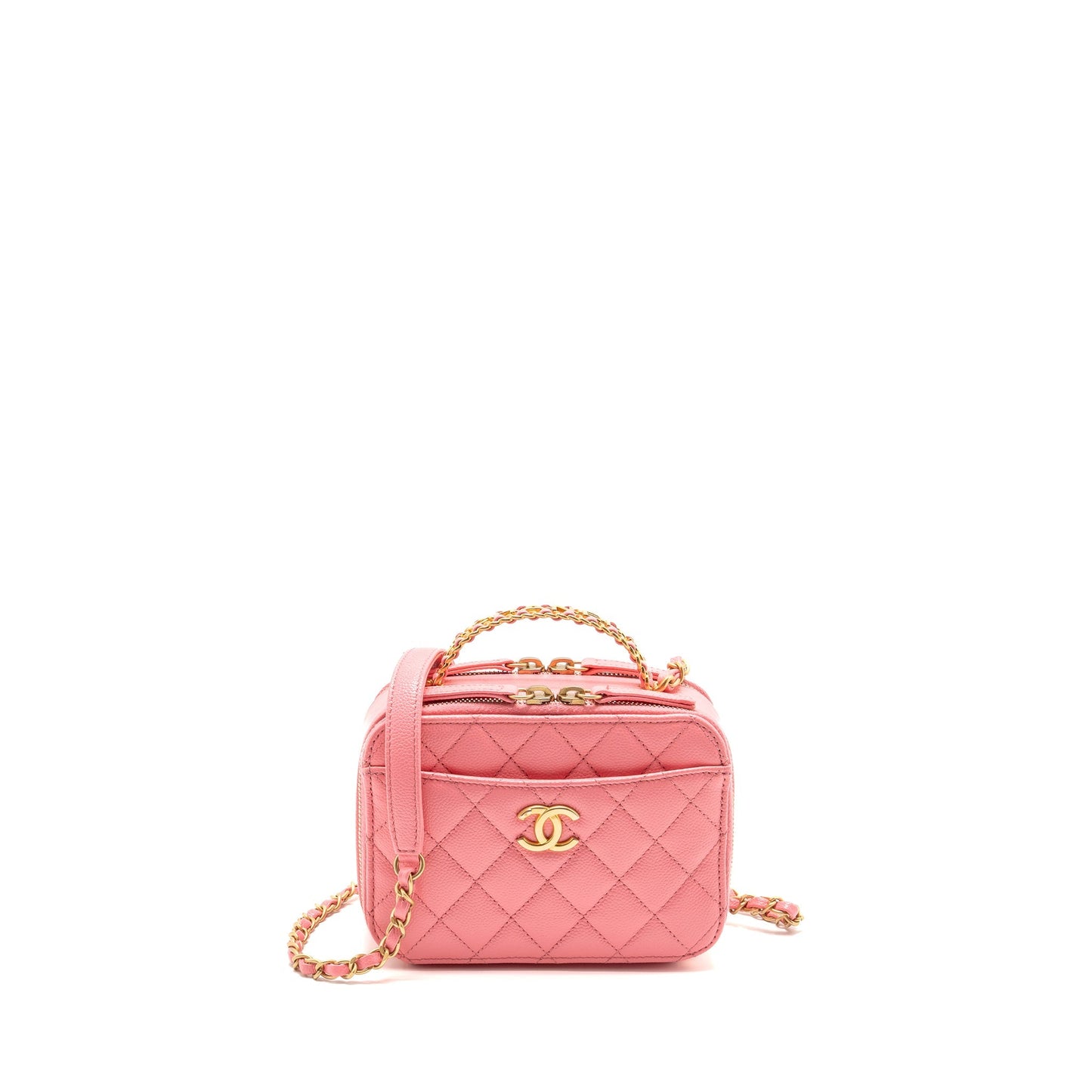 Chanel 22S Letter Top Handle Vanity Caviar Pink Small Handbag Ghw Microchip