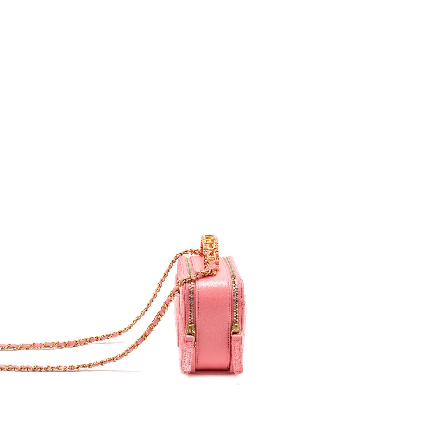 Chanel 22S Letter Top Handle Vanity Caviar Pink Small Handbag Ghw Microchip
