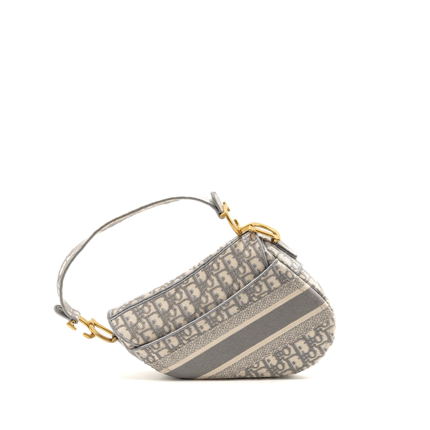 Dior Saddle Purse Oblique Embroidery Light Grey Handbag Medium Travel Bag
