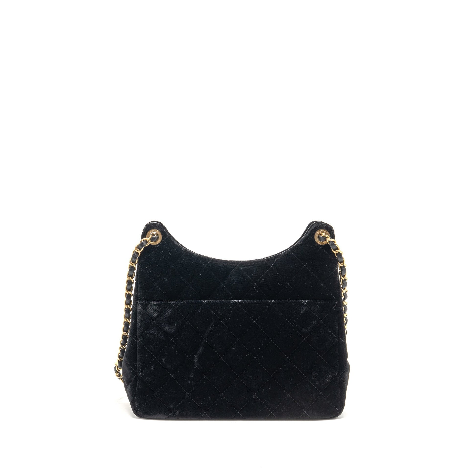 Chanel 23B Hobo Velvet GHW microchip Black Shoulder Bag
