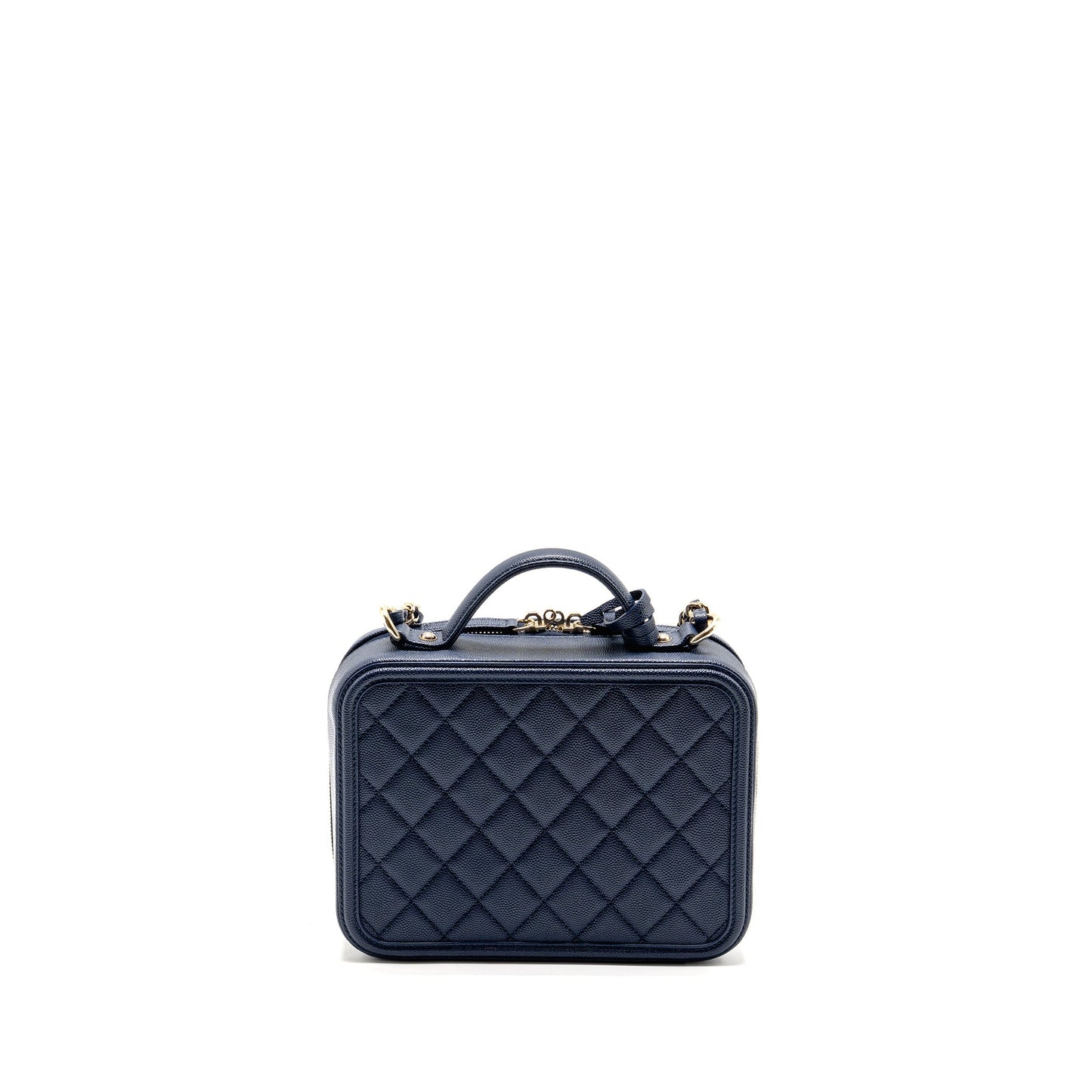 Chanel CC Top Handle Vanity Caviar Navy Blue Handbag
