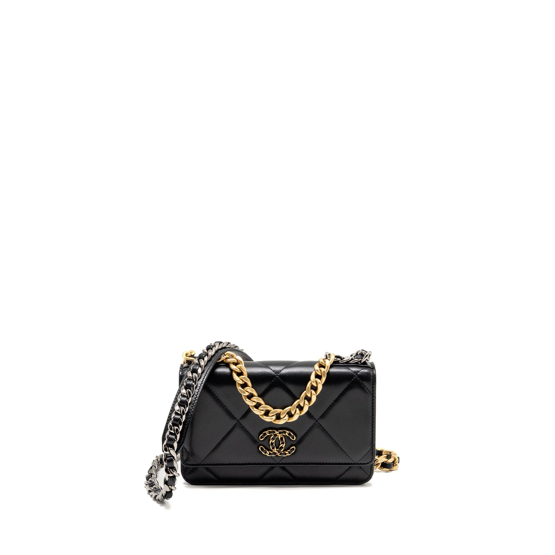 Chanel 19 On Lambskin Hardware Multicolour Black Wallet Case Hardware 1