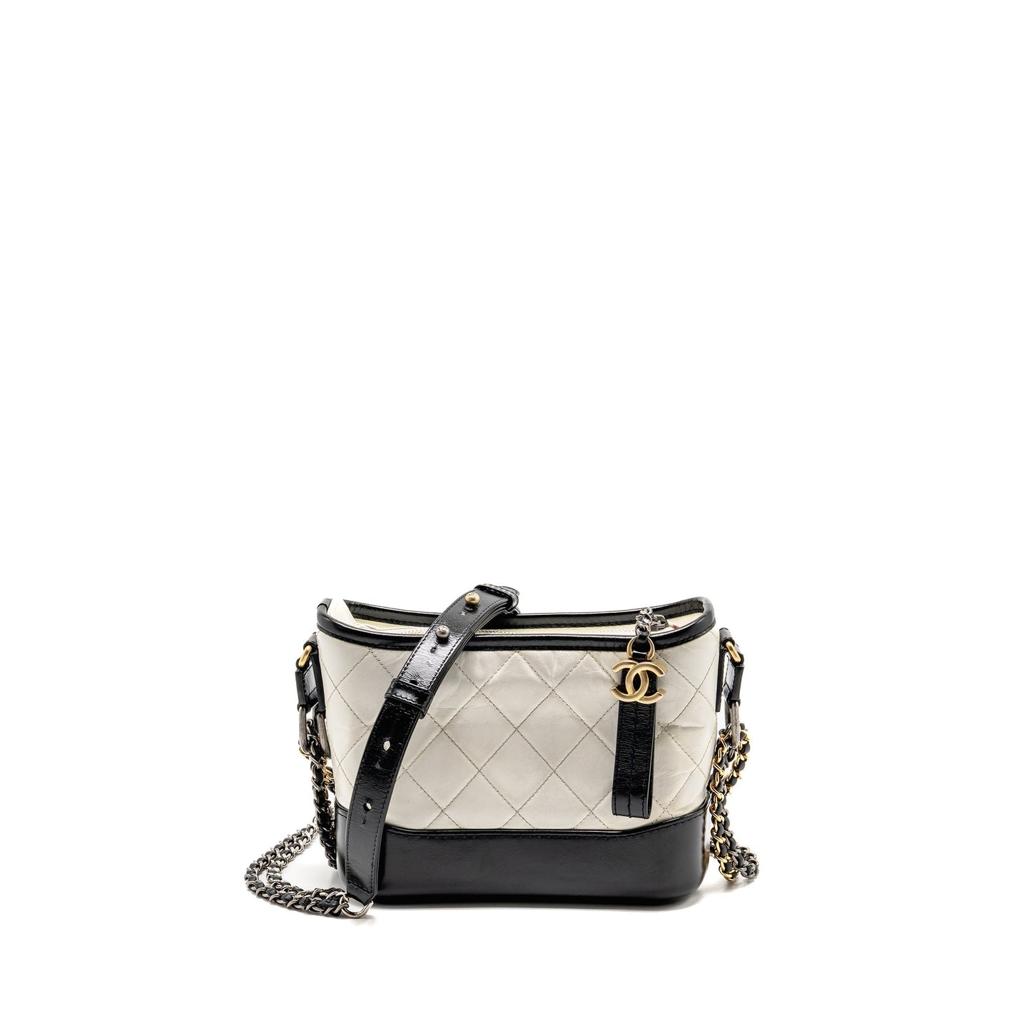 Chanel Gabrielle Hobo Aged Calfskin Hardware Multicolour Black White Small Shoulder Bag Hardware 1