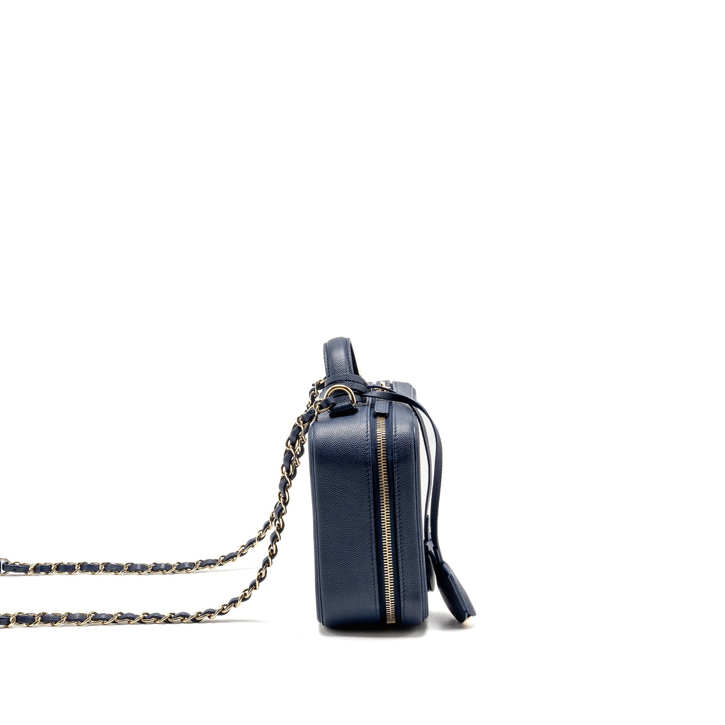 Chanel CC Top Handle Vanity Caviar Navy Blue Handbag