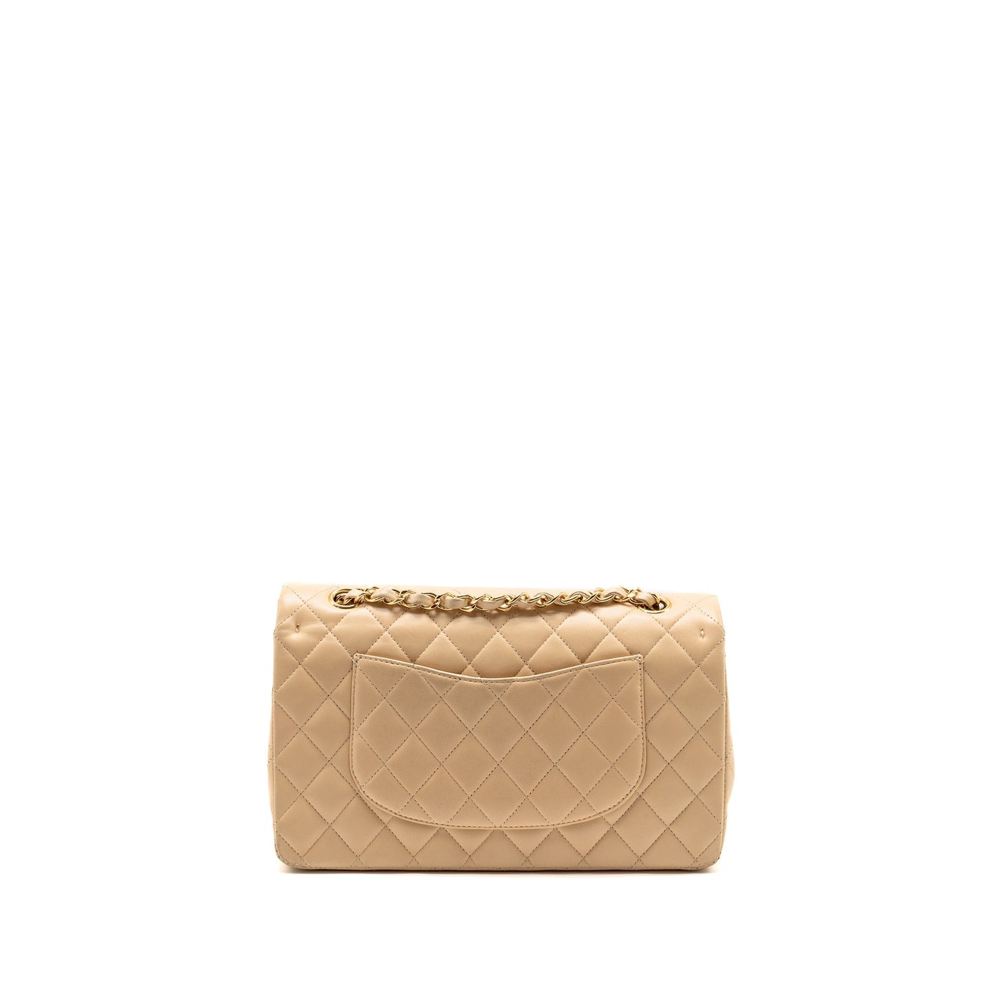 Chanel Double Flap Lambskin GHW Beige Shoulder Bag