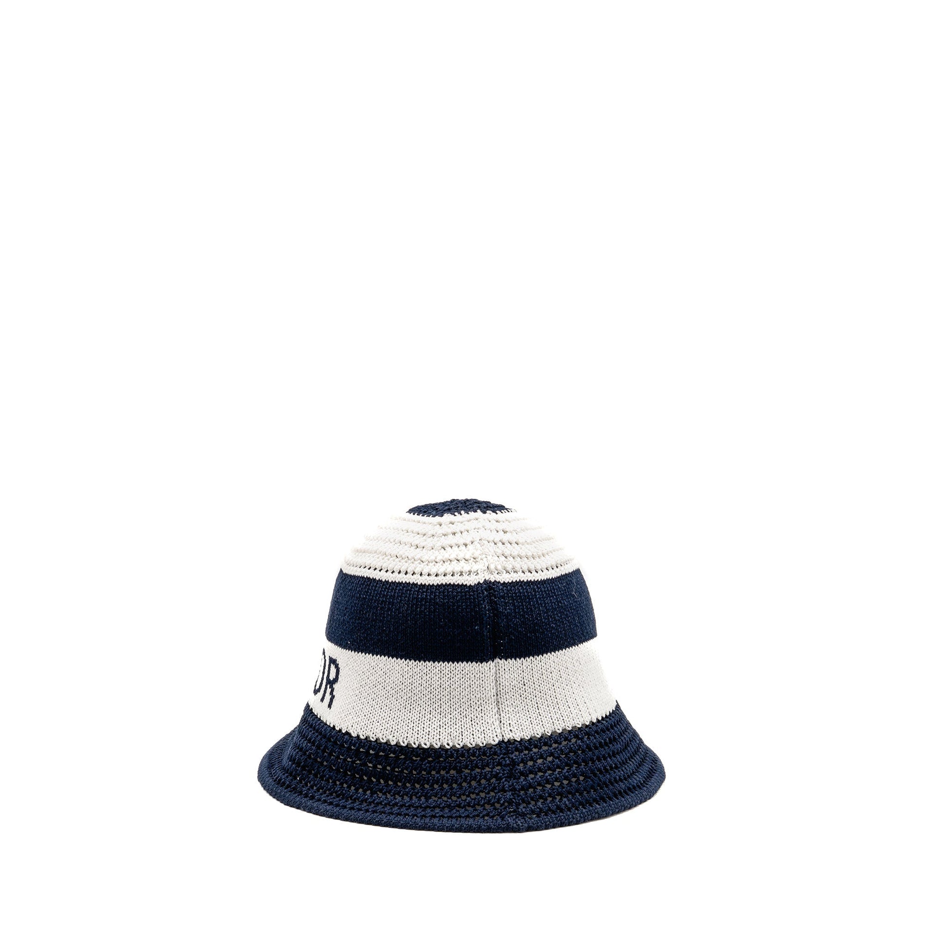 Dior Size S D Tulipe Cloche Cotton Knit White Blue Travel Bag