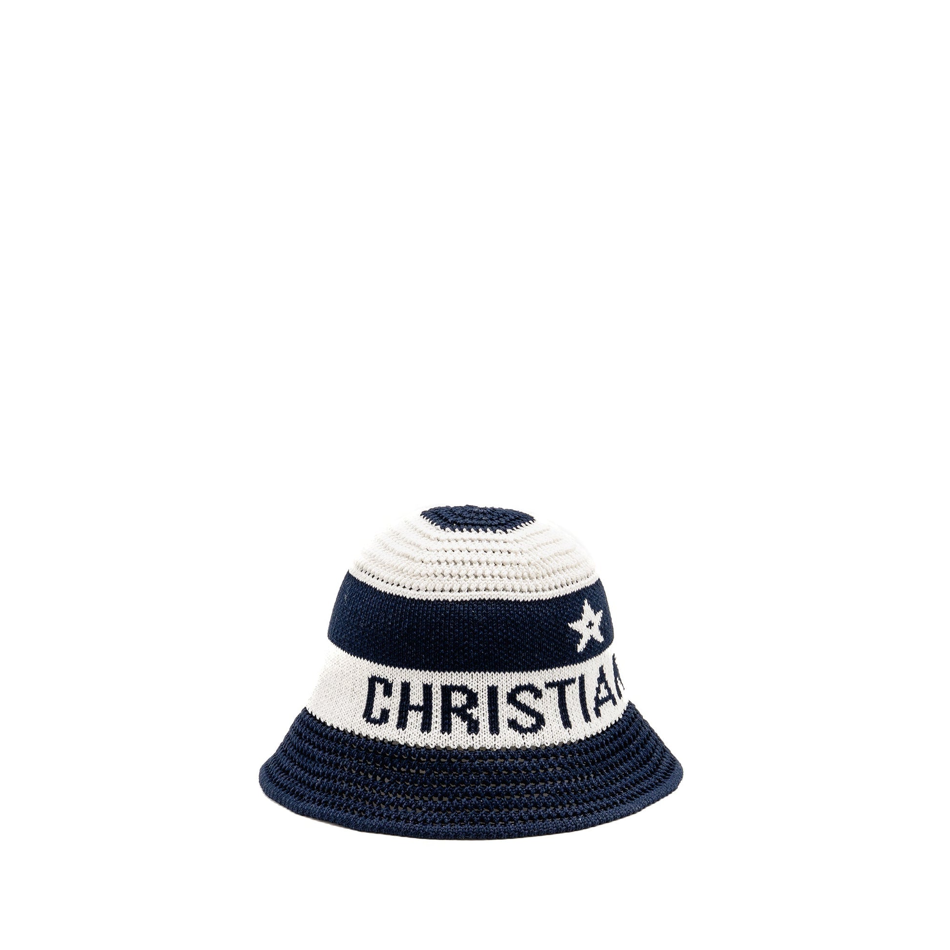 Dior Size S D Tulipe Cloche Cotton Knit White Blue Travel Bag