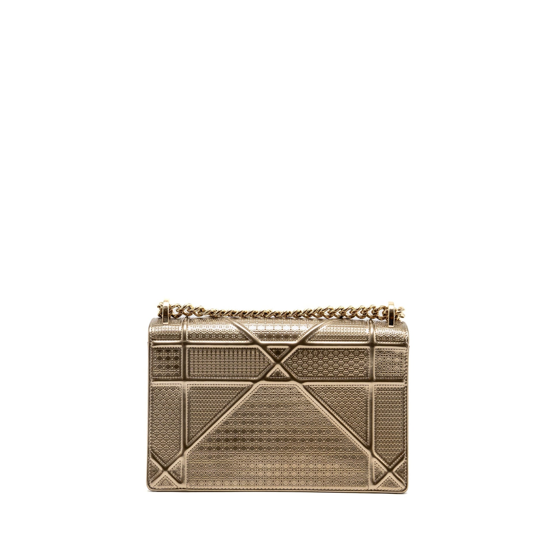 Dior ama Metallic Calfskin Light With Handbag Gold Medium Travel Bag