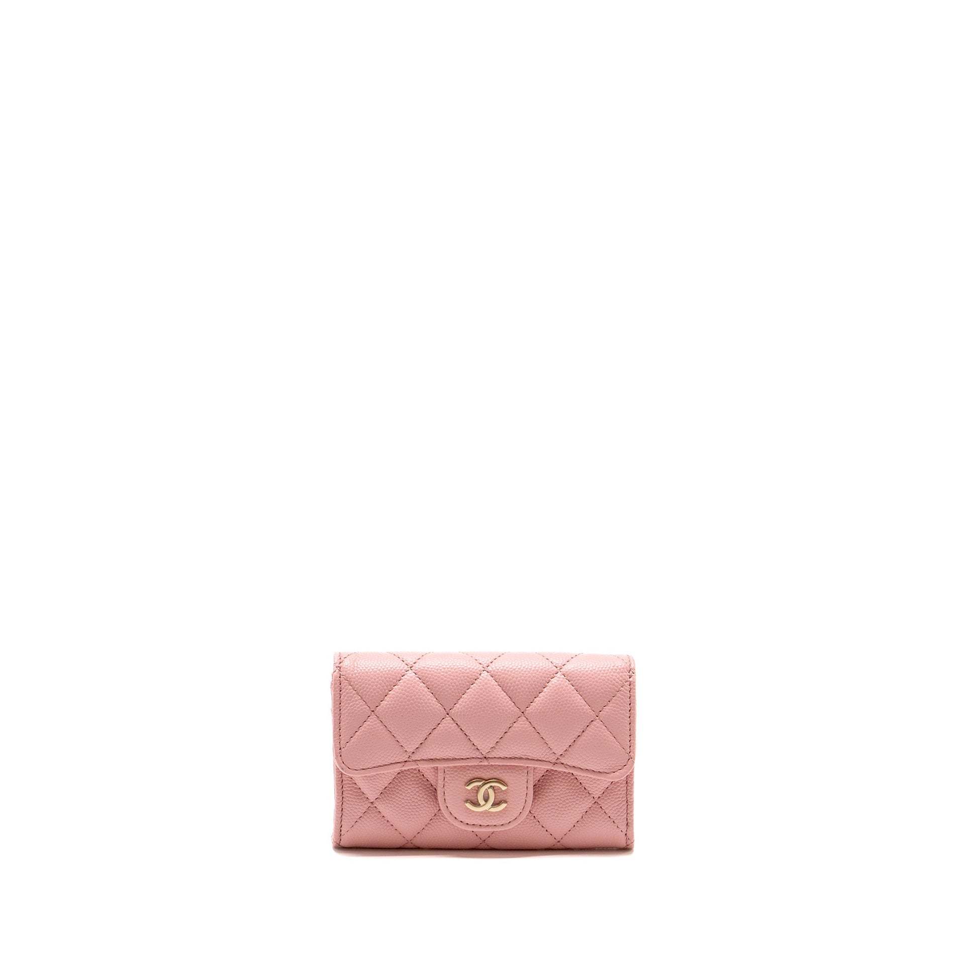 Chanel Classic flap card holder caviar LGHW Pink Wallet Case