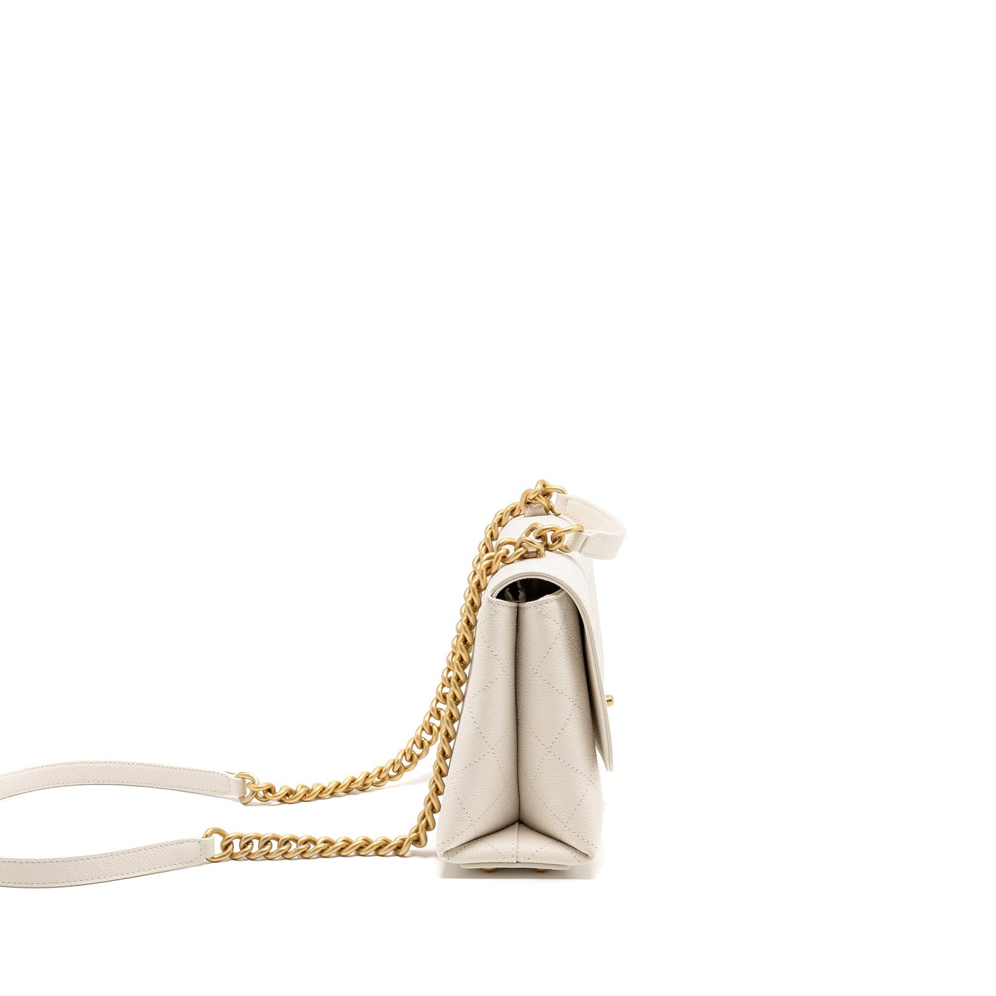 Chanel Chic Affinity Top Handle Flap Caviar White Shoulder Bag