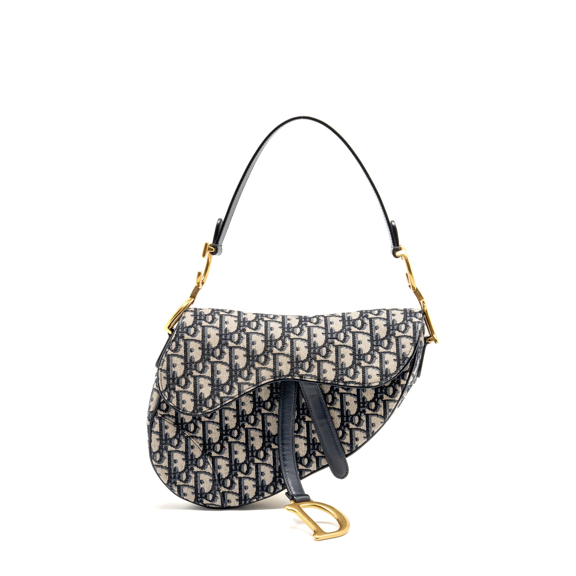 Dior Saddle Purse Oblique Handbag Canvas Blue Travel Bag Blue Handbag