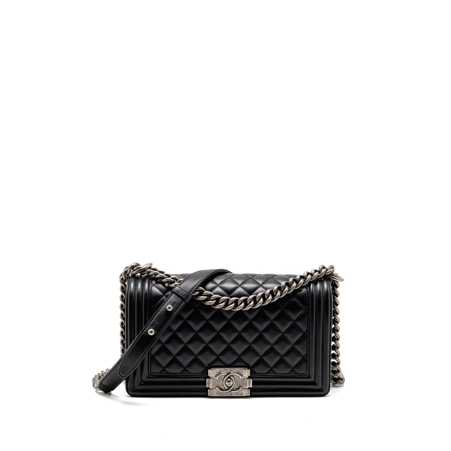 Chanel Boy Lambskin Ruthenium Hardware Black Handbag Hardware 1