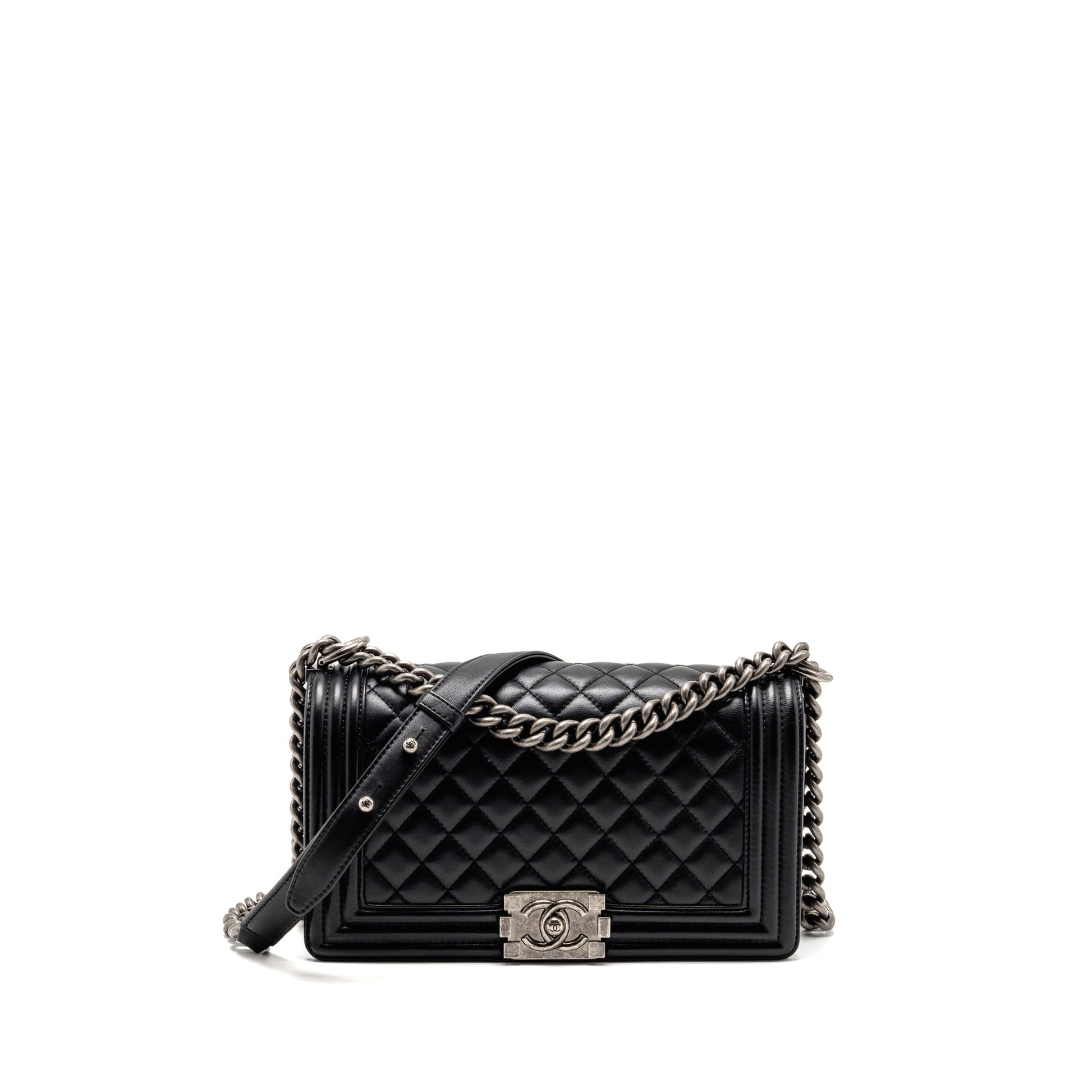Chanel Boy Lambskin Ruthenium Hardware Black Handbag Hardware 1