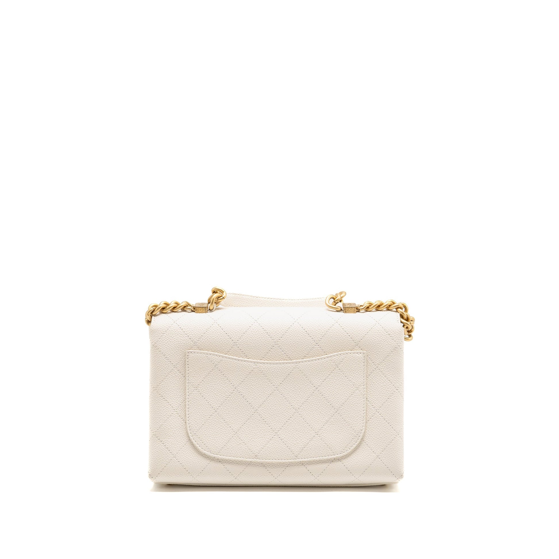 Chanel Chic Affinity Top Handle Flap Caviar White Shoulder Bag