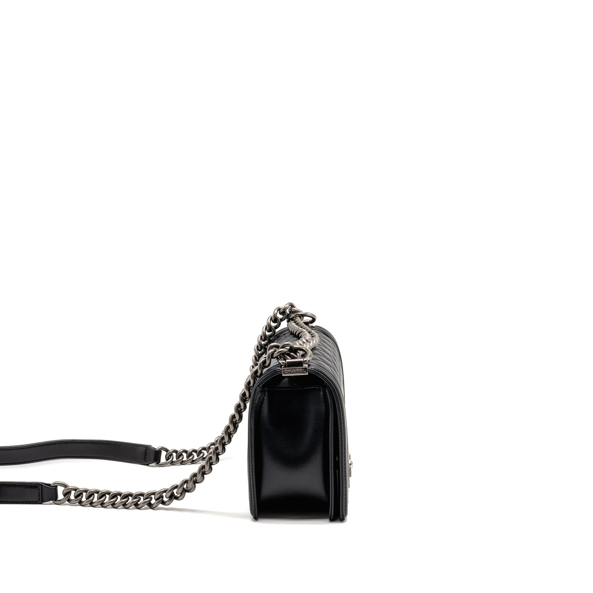 Chanel Boy Lambskin Ruthenium Hardware Black Handbag Hardware 1
