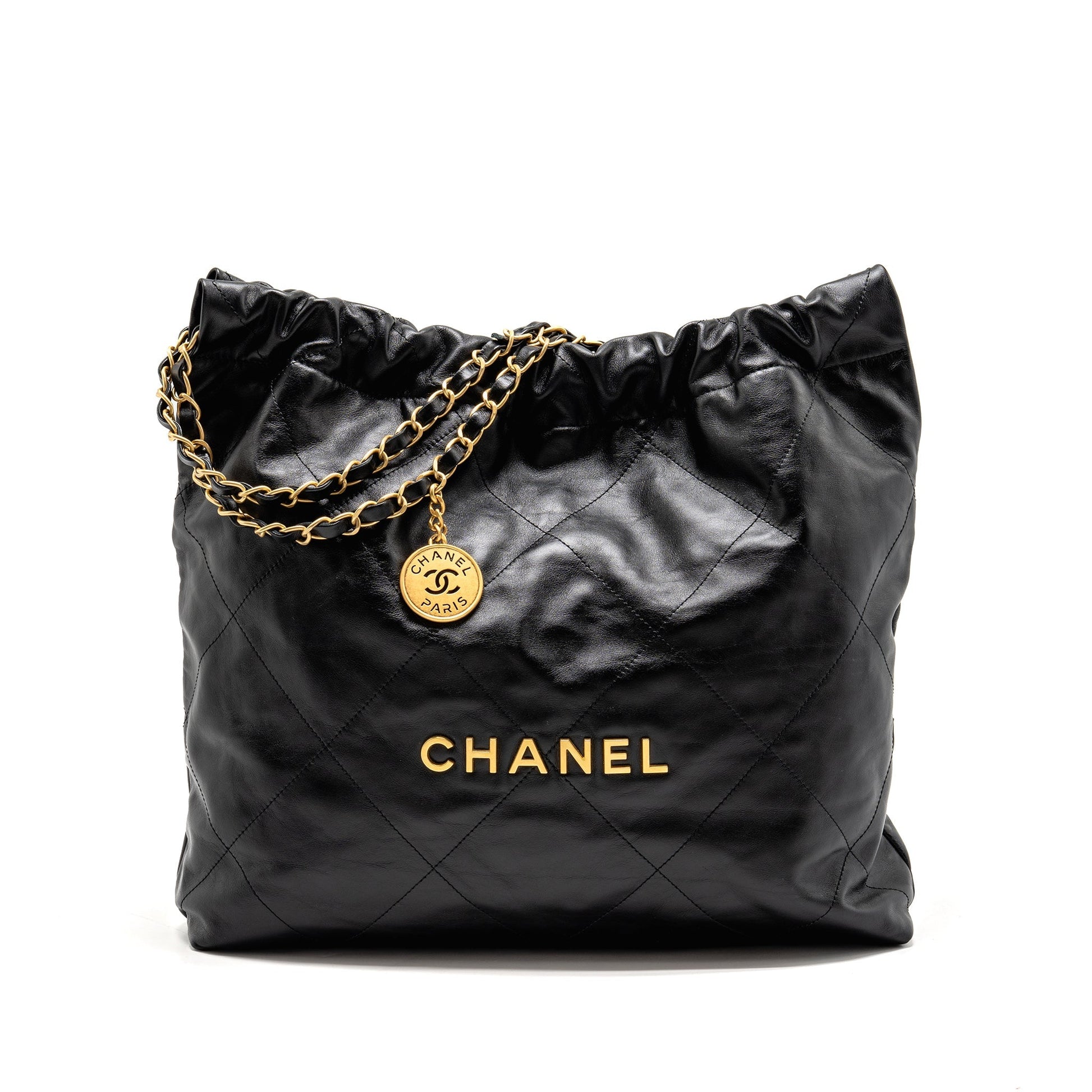 Chanel 22 Calfskin GHW microchip Black Handbag