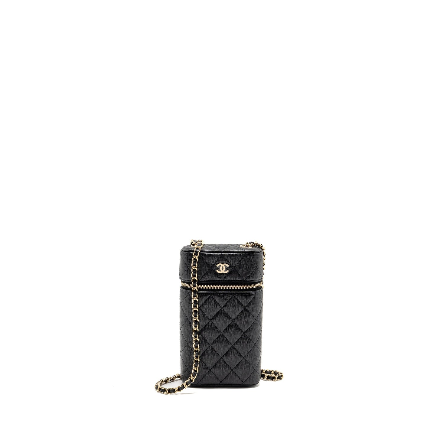 Chanel Classic Vanity Phone Holder Caviar LGHW Black Handbag