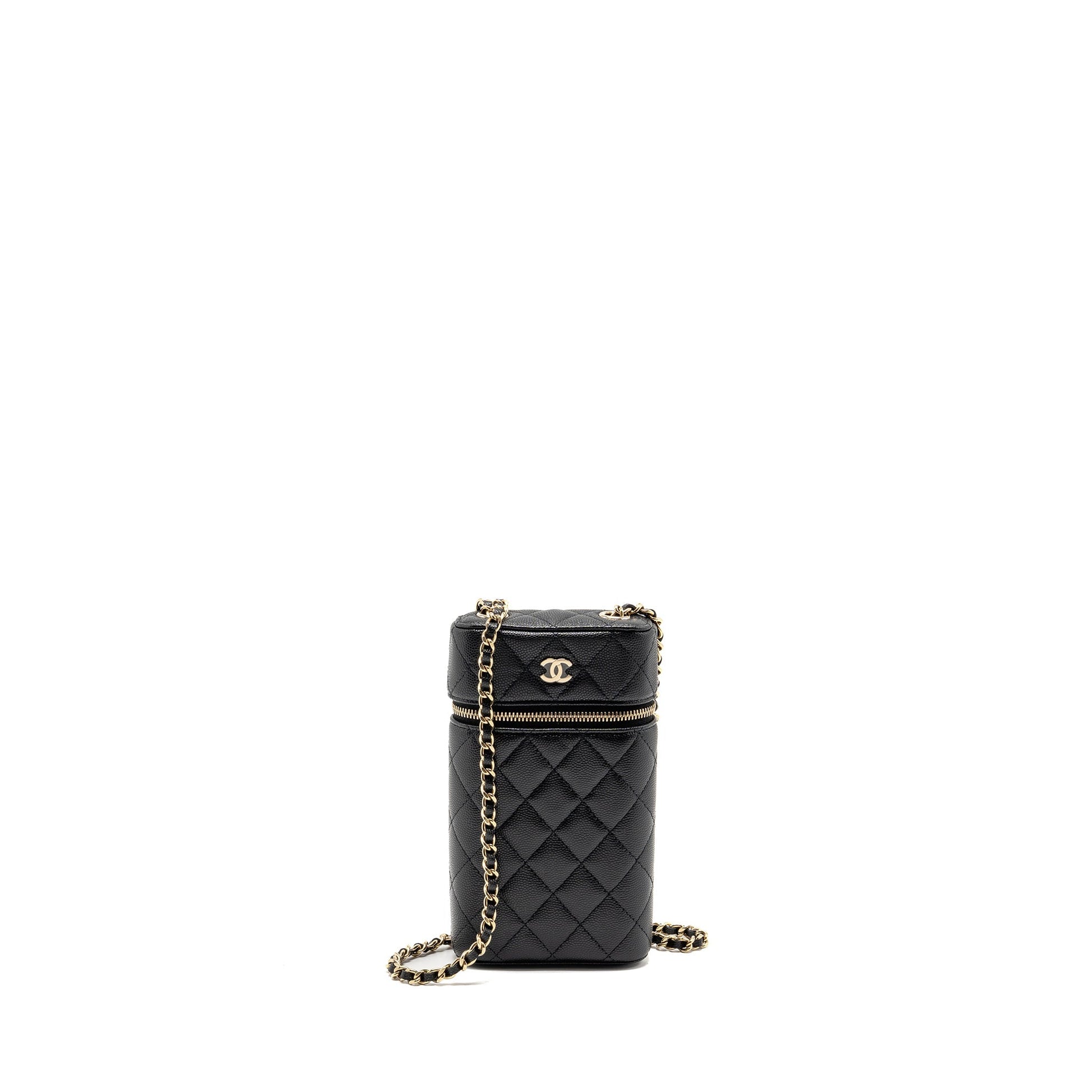 Chanel Classic Vanity Phone Holder Caviar LGHW Black Handbag