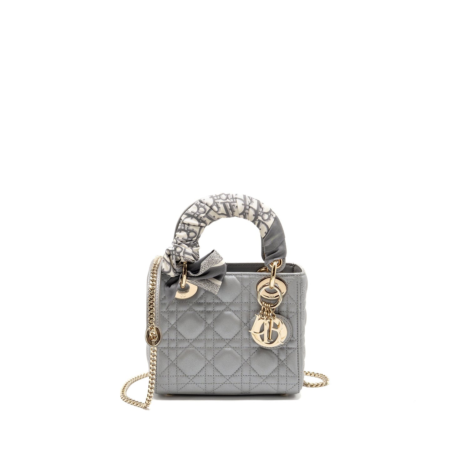 Dior Lady Lambskin Light Grey Handbag Mini Travel Bag Grey Handbag