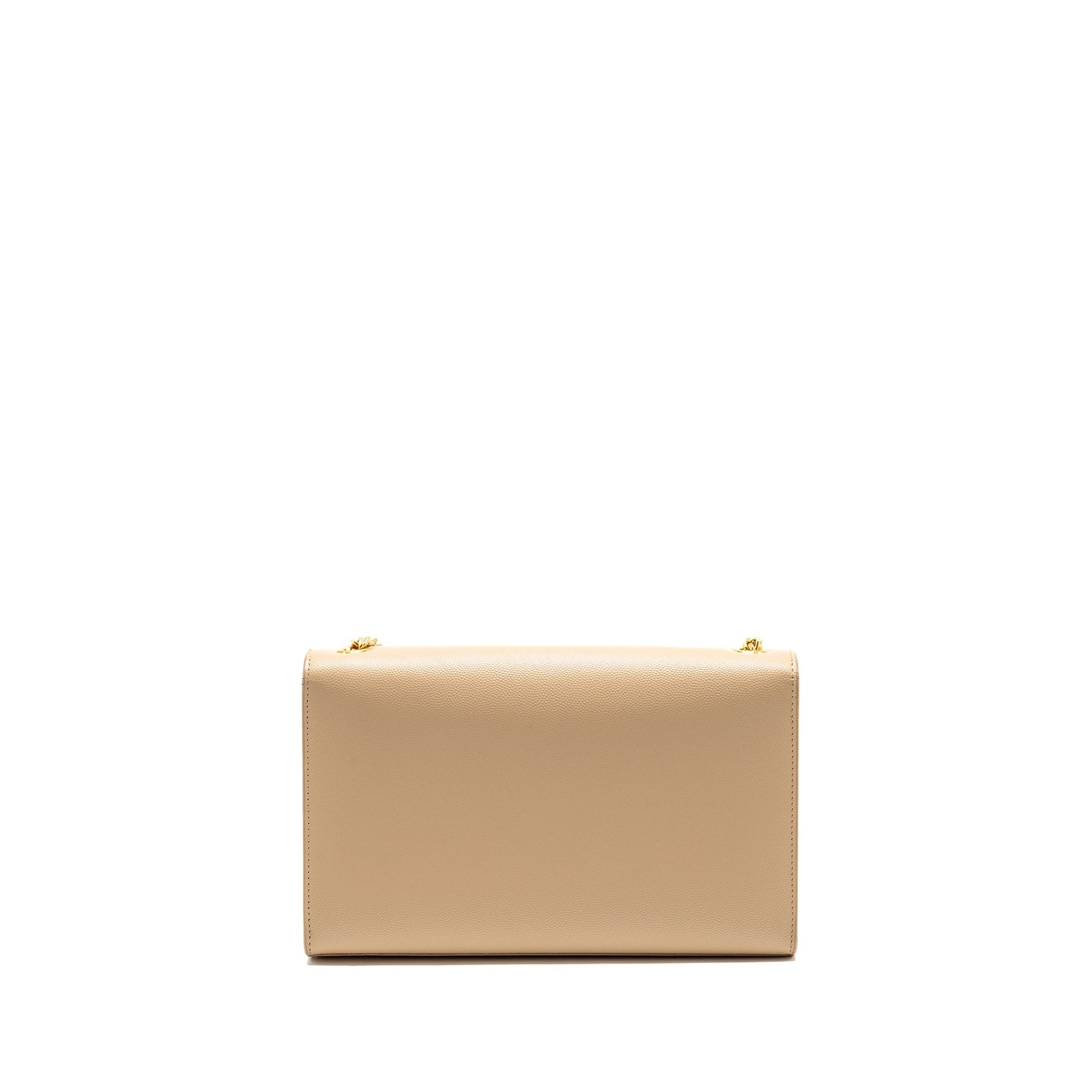 YSL Saint Laurent Kate Grained Calfskin Dark Travel Bag Beige Medium