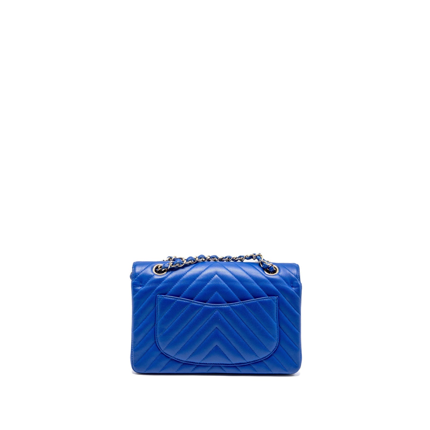 Chanel Classic Double flap Chevron Caviar LGHW Blue Small Shoulder Bag
