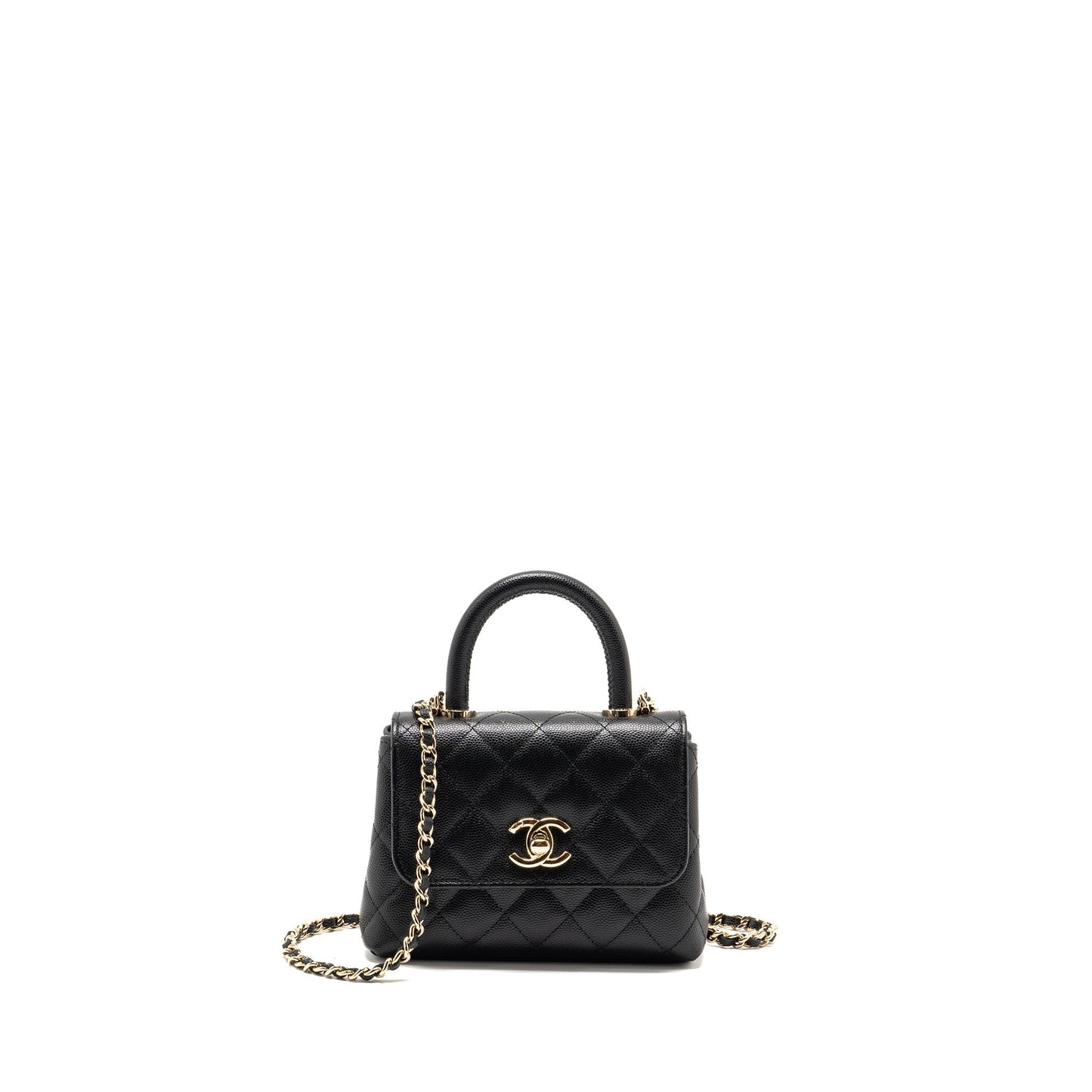 Chanel Coco Handle caviar LGHW Microchip Black Clutch Bag Microchip 2