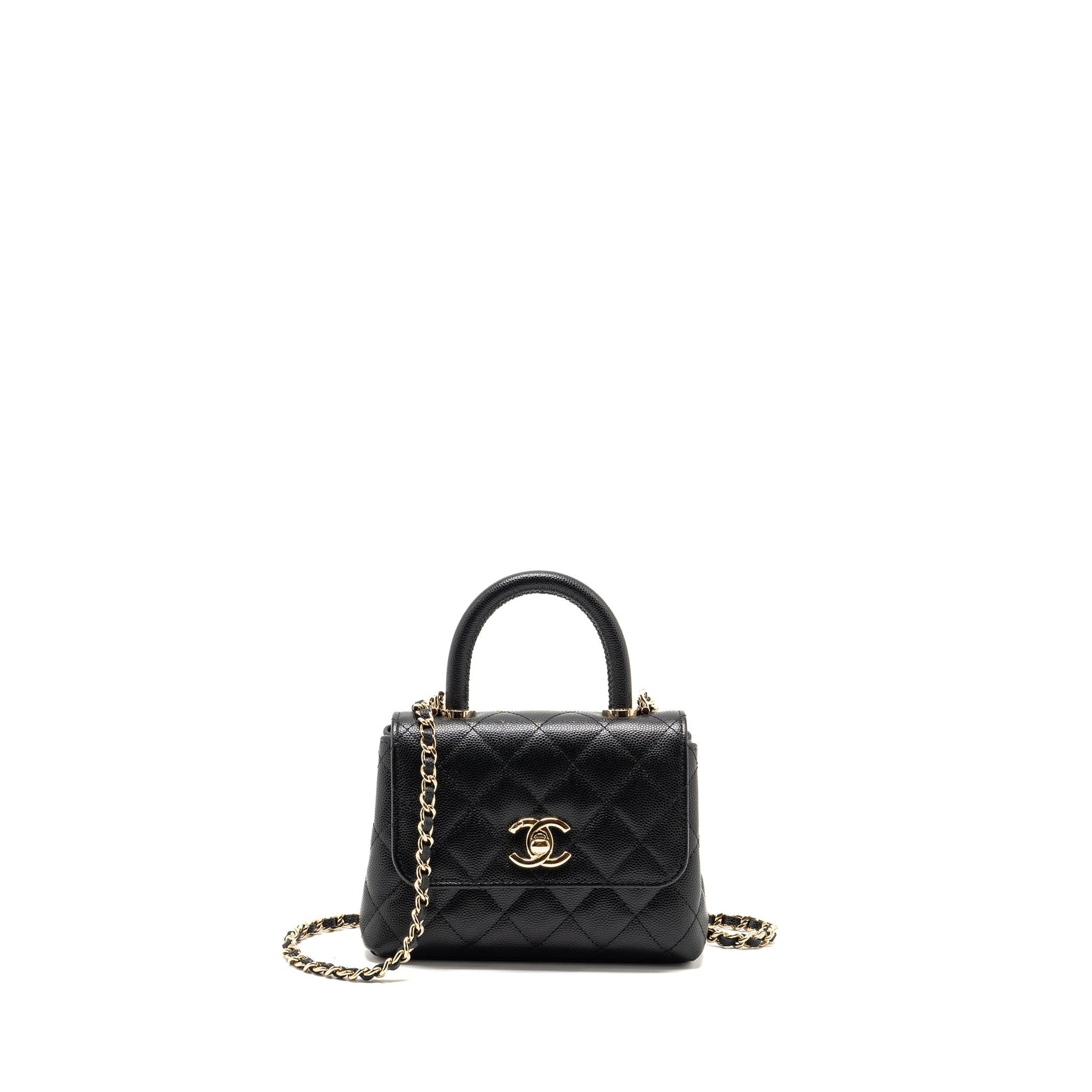 Chanel Coco Handle caviar LGHW Microchip Black Clutch Bag Microchip 2