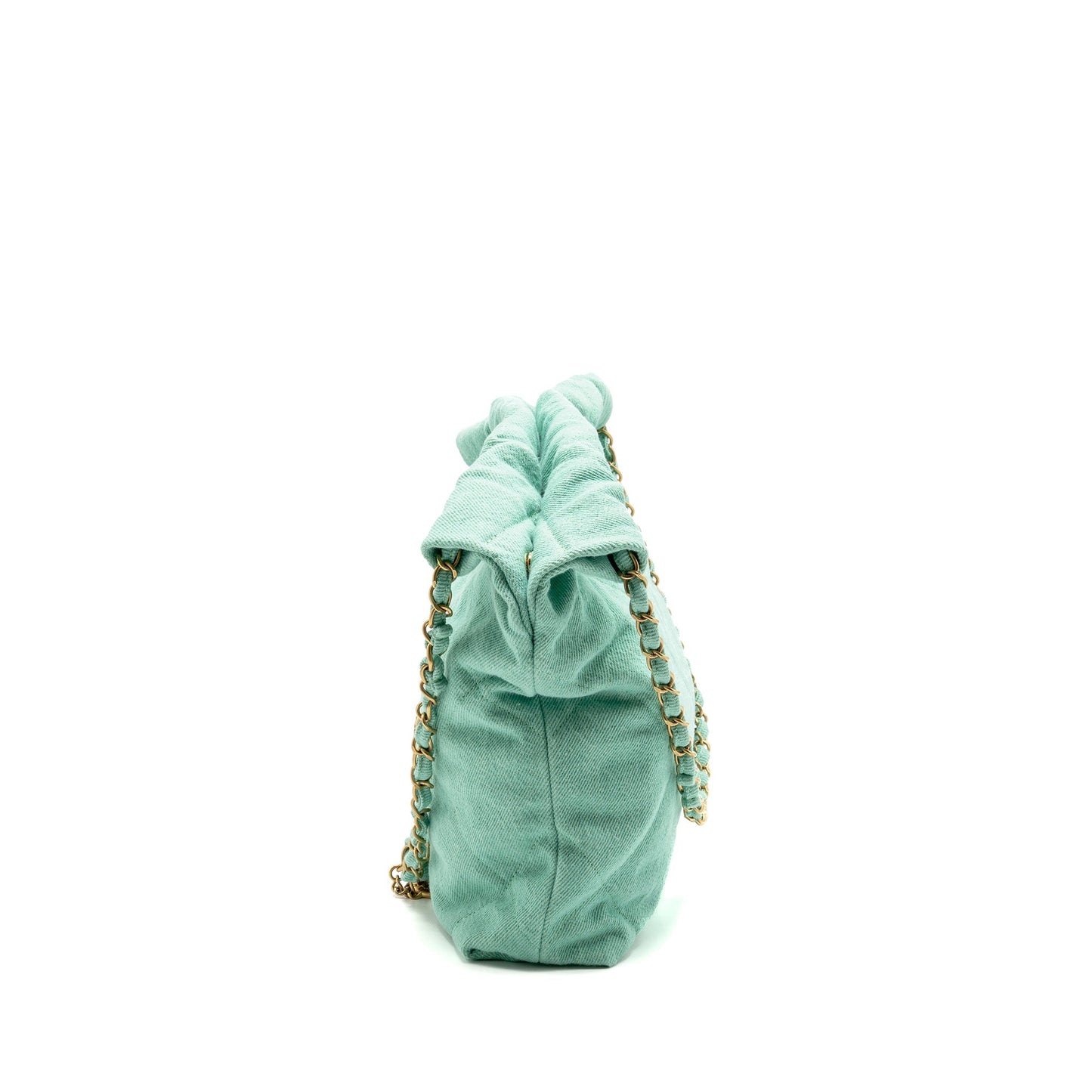 Chanel 22 Washed Denim Aqua GHW Microchip Small Handbag