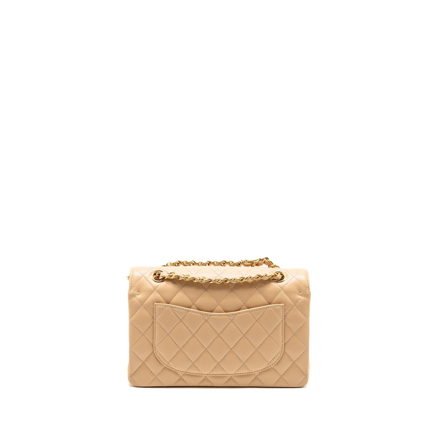 Chanel Classic Double Flap Caviar GHW Microchip Beige Small Shoulder Bag Ghw Microchip